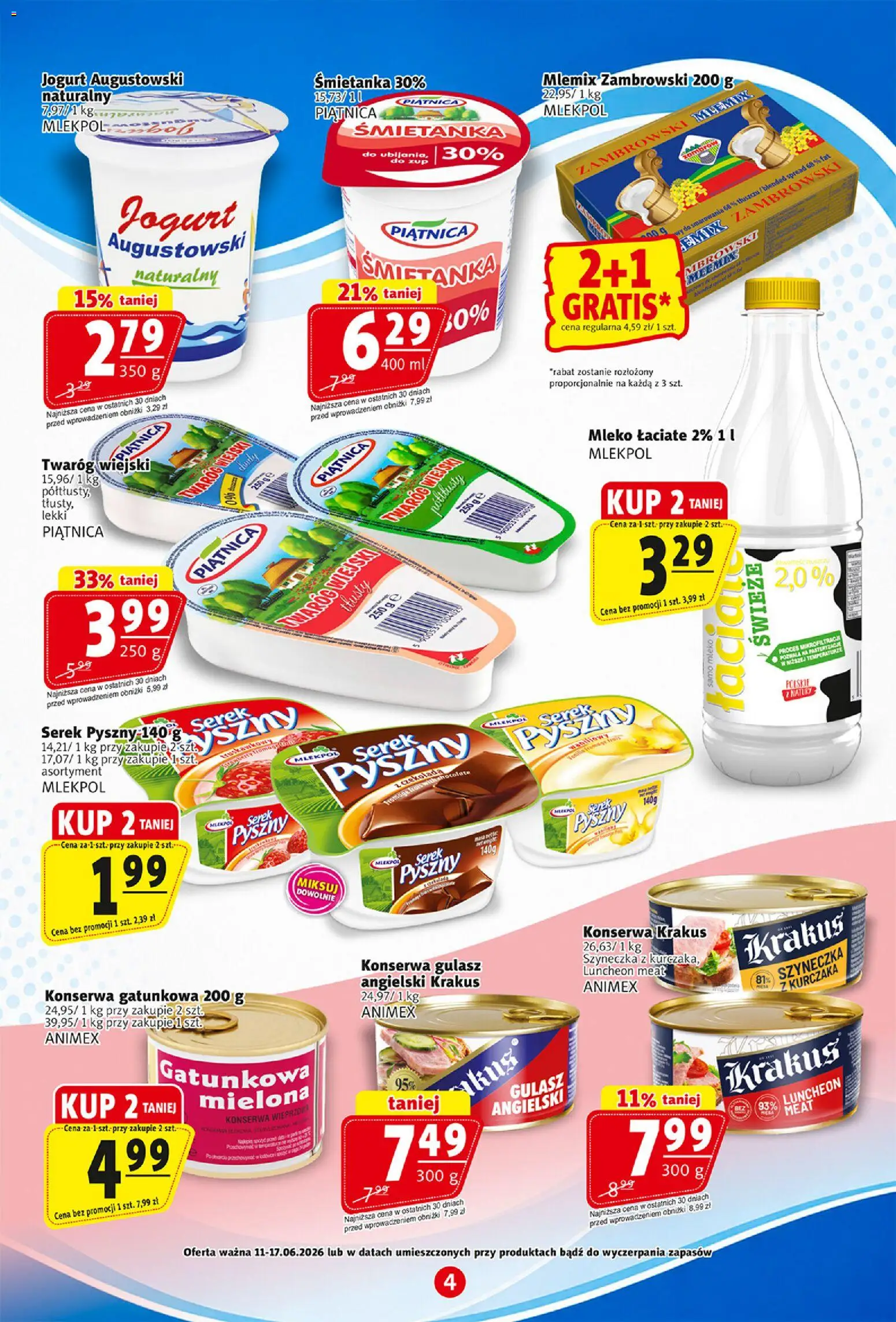 Prim Market gazetka od 11.06.2026 | Strona: 4 | Produkty: Mleko, Jogurt, Czekolada, Twaróg