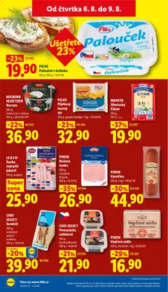 Náhled letáku PILOS Plátkový tavený sýr, 250 g, gouda/cheddar, 1 kg = 131,60 Kč od 06.08.2026 | Strana: 20