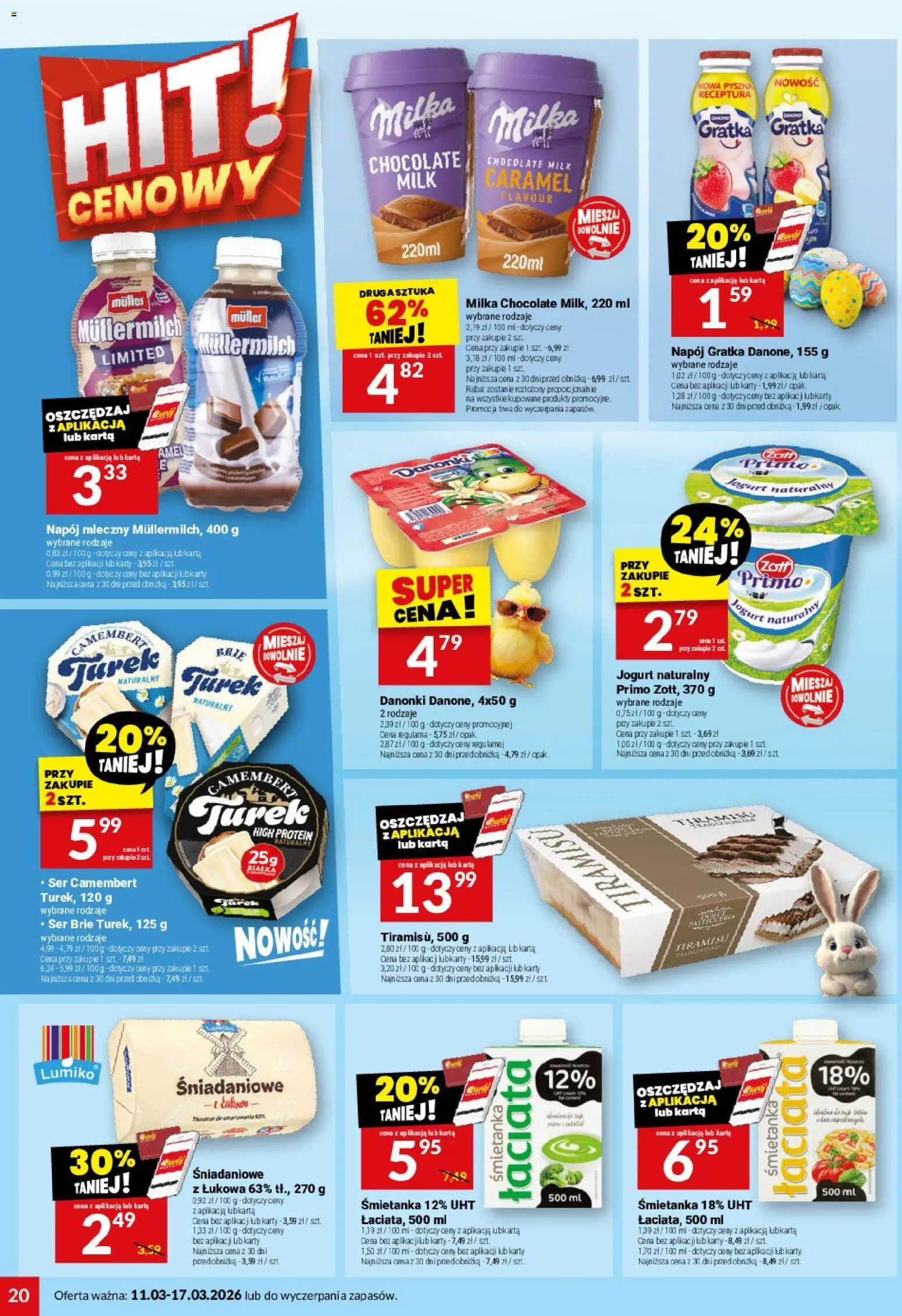 Twój Market gazetka od 11.03.2026 | Strona: 20 | Produkty: Ser camembert, Milka, Camembert, Ser