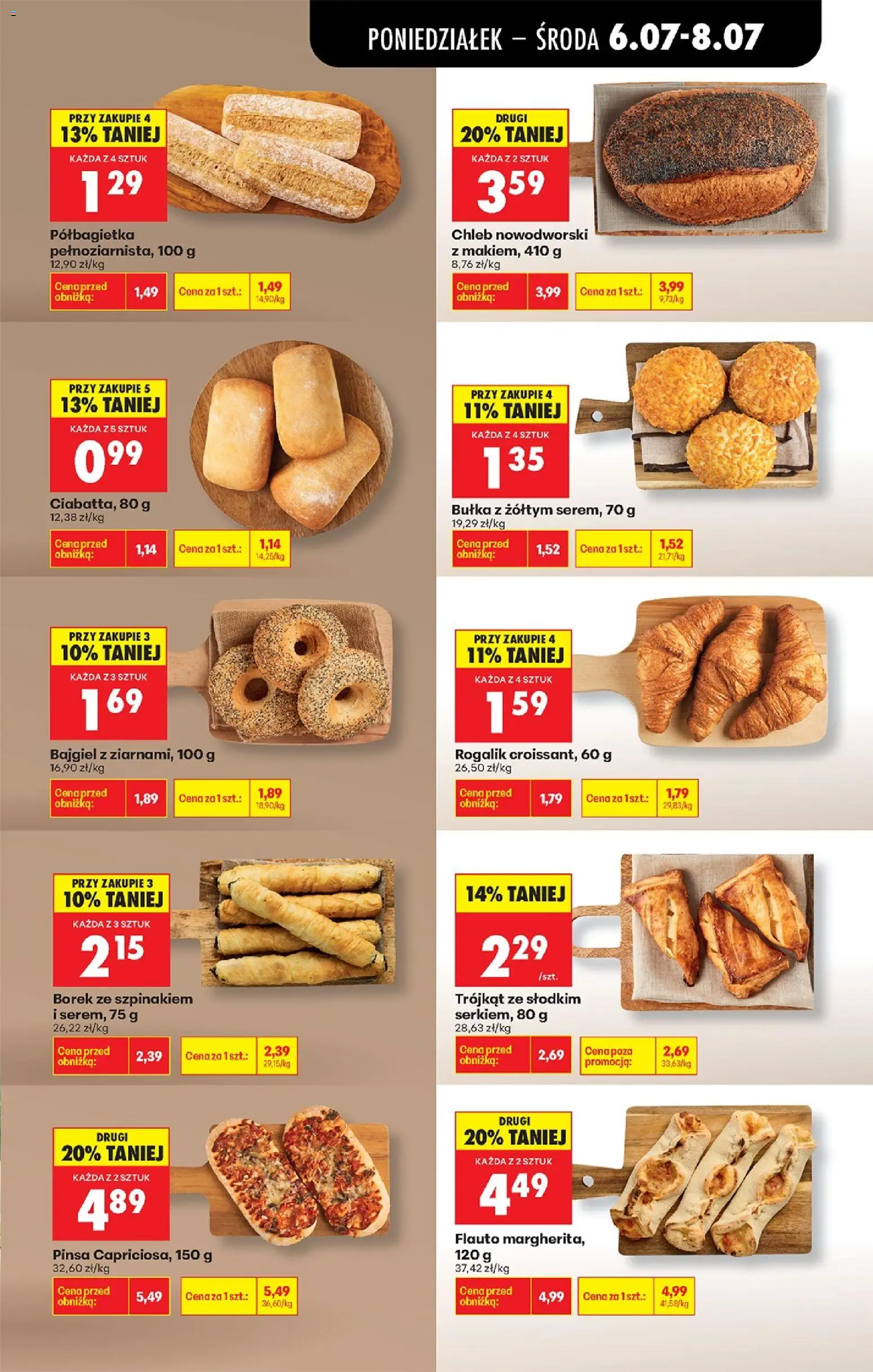 Biedronka gazetka od poniedziałku od 06.07.2026 | Strona: 25 | Produkty: Bułka, Chleb, Pizza, Pinsa