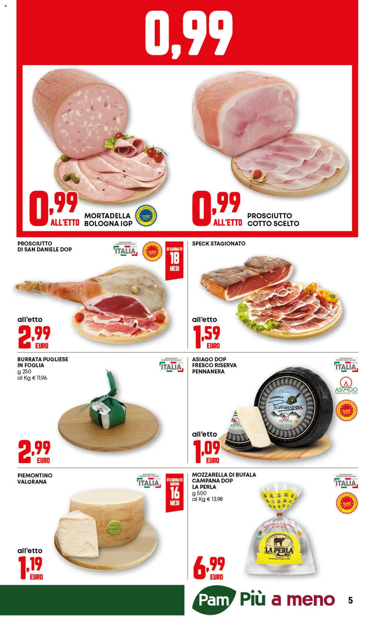 Volantino PAM del 27/08/2026 | Pagina: 5 | Prodotti: Speck, Mozzarella, Prosciutto, Mozzarella di bufala