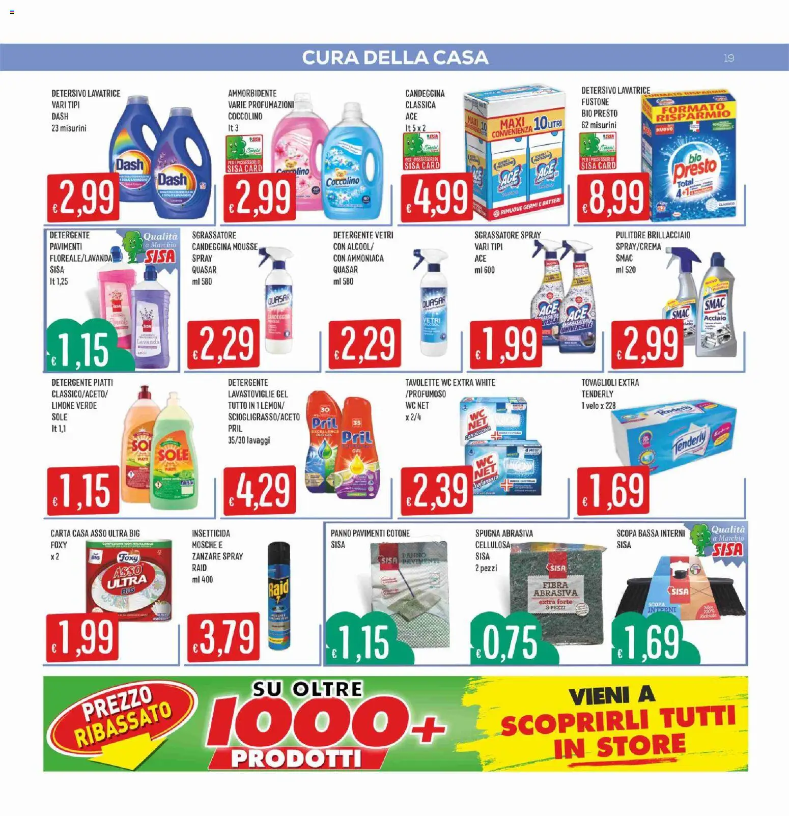 Volantino SISA del 03/09/2026 | Pagina: 19 | Prodotti: Detergente, Sgrassatore, Lavatrice, Insetticida