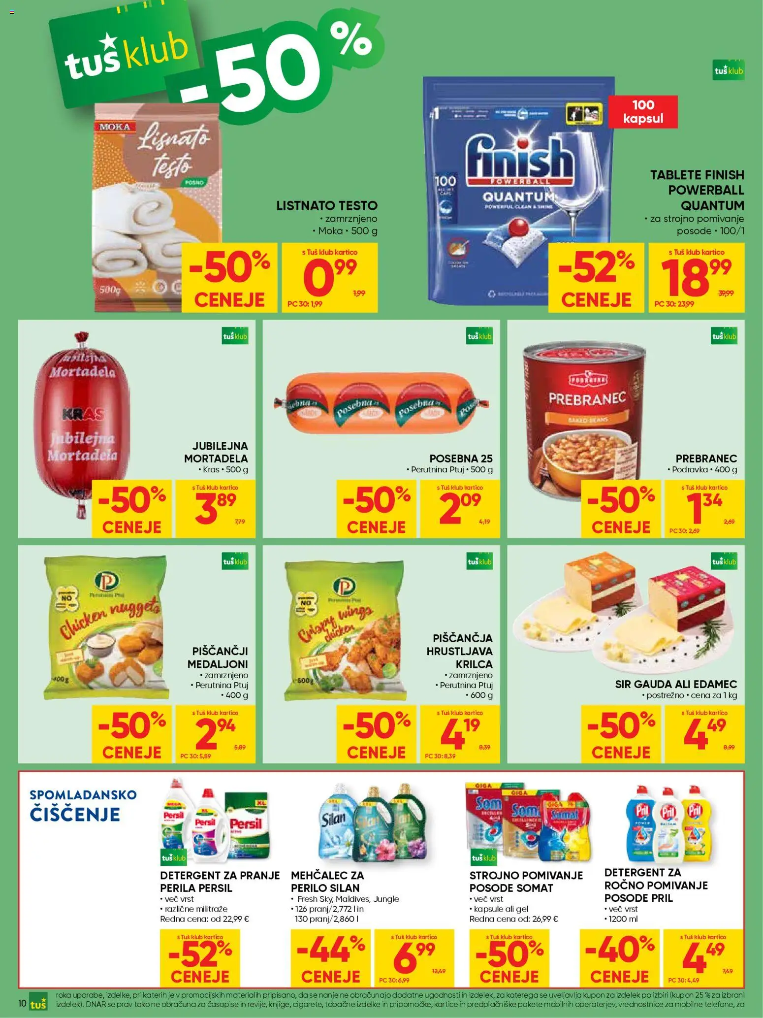 Novi Tuš katalog ponudbe – veljaven od 29.04.2026 | Stran: 10 | Izdelki: Edamec, Mortadela, Moka, Detergent