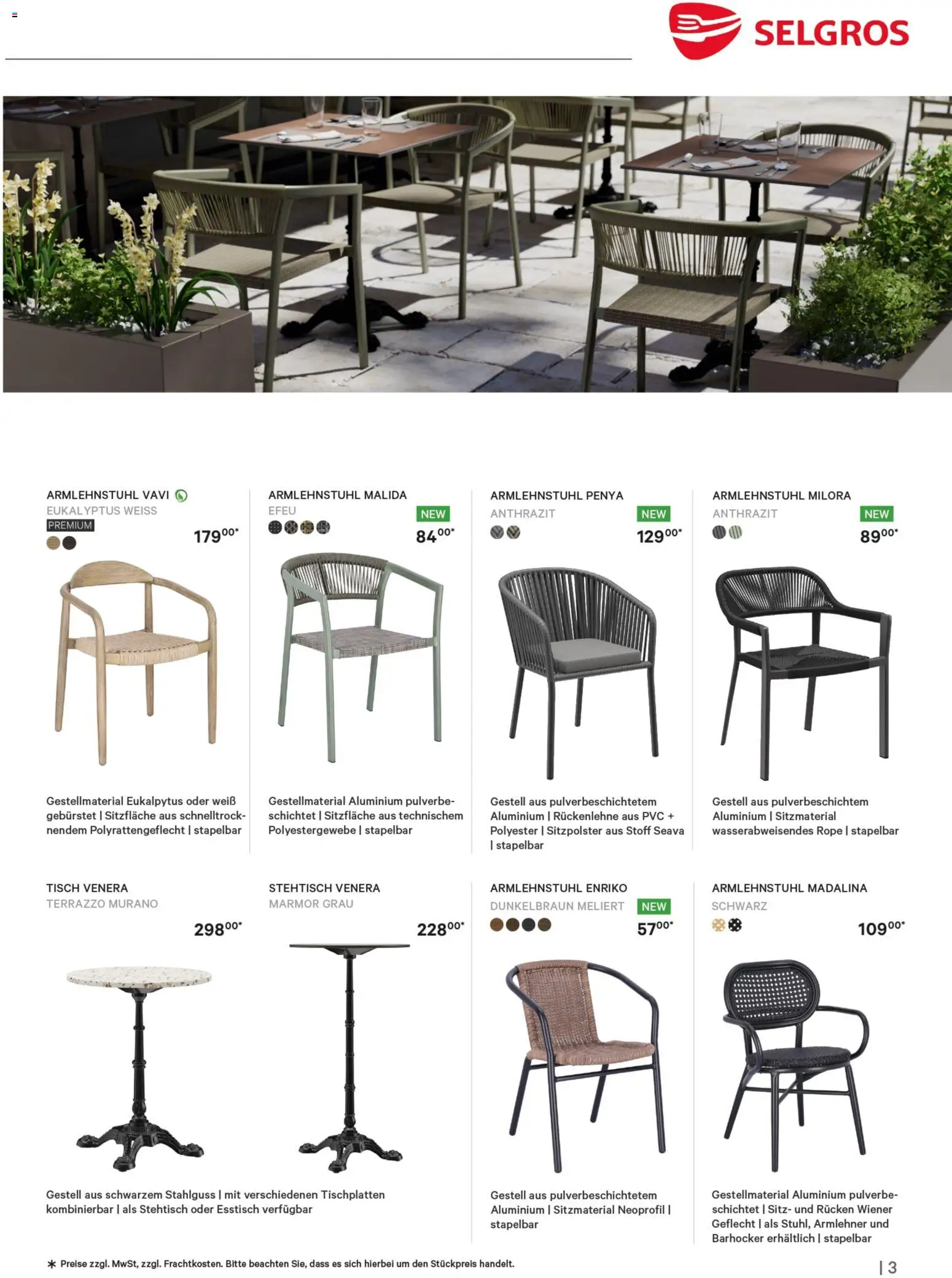 Selgros Restaurantmöbel – gültig ab 01.03.2026 | Seite: 3 | Produkte: Esstisch, Barhocker, Tisch