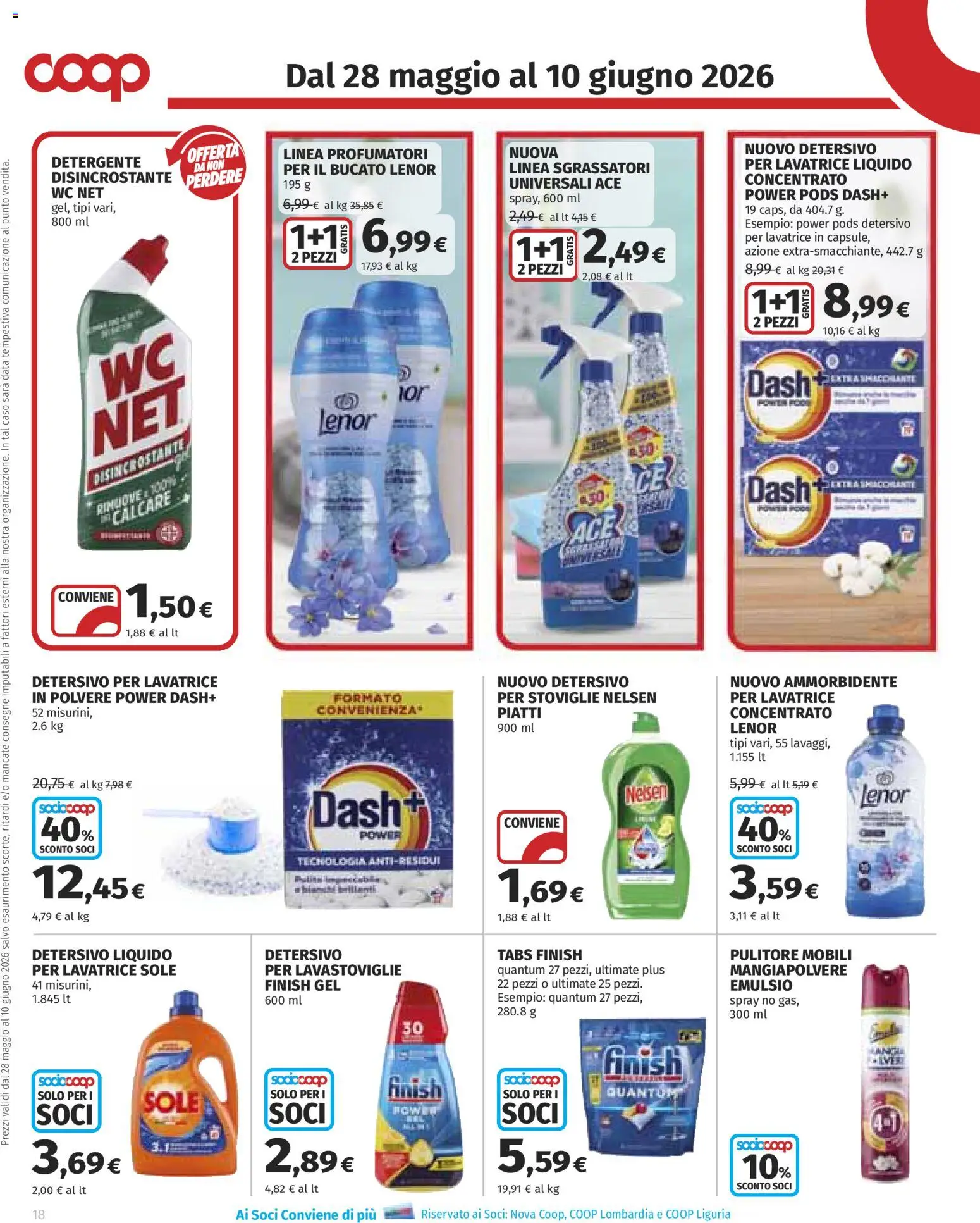 Volantino COOP del 28.05.2026 | Pagina: 18 | Prodotti: Ammorbidente, Detergente, Data, WC