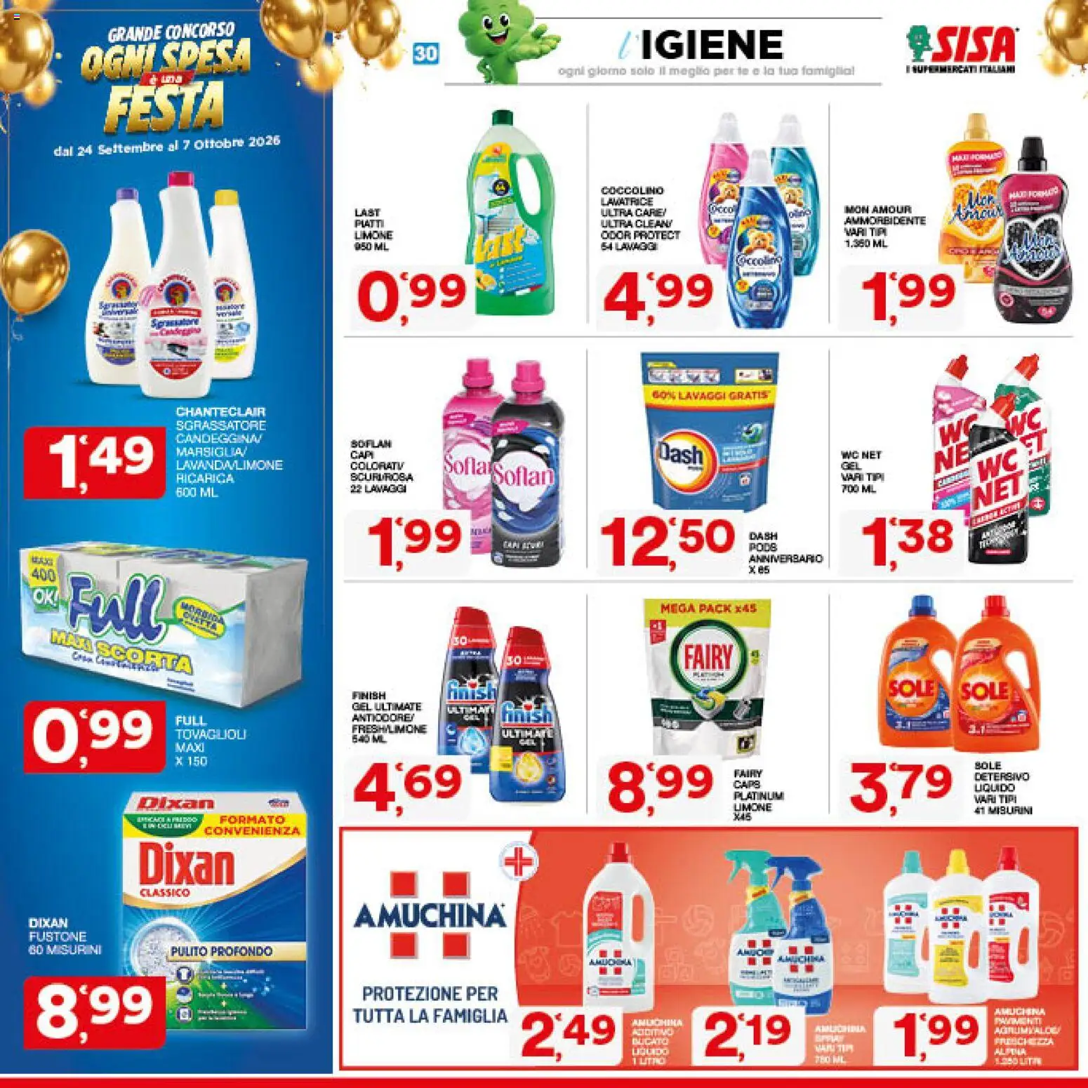 Volantino SISA del 24/09/2026 | Pagina: 30 | Prodotti: Candeggina, Sgrassatore, Lavatrice, WC