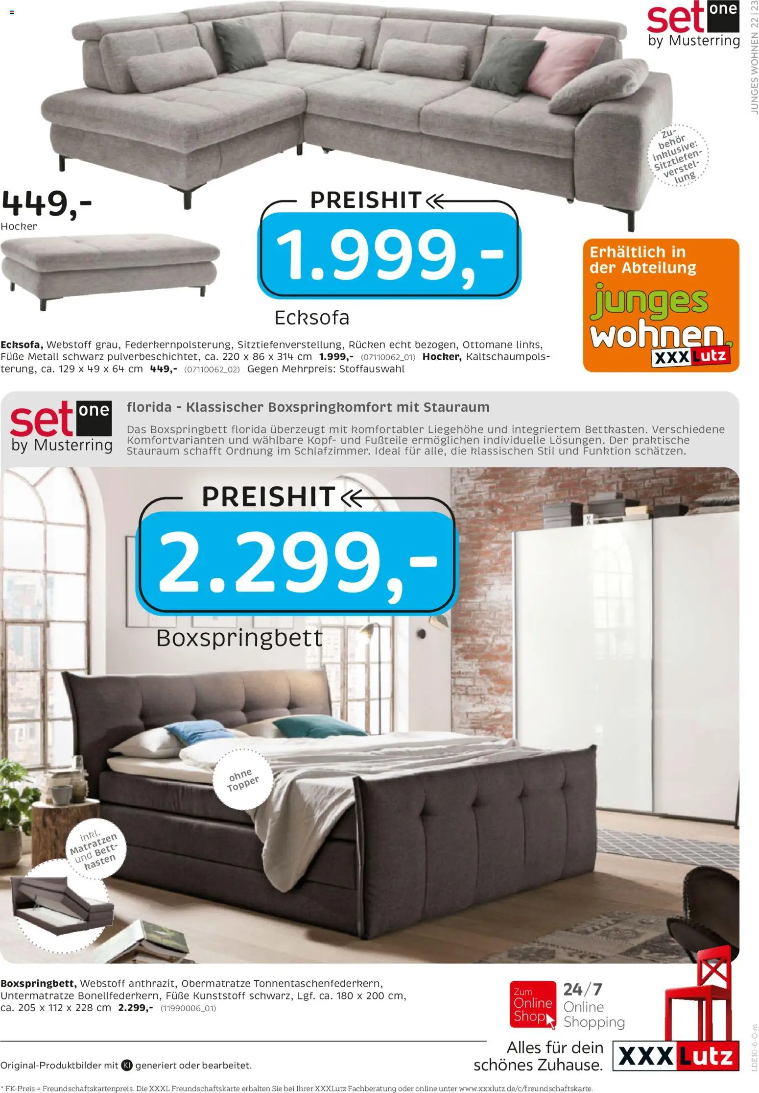 XXXLutz Musterring Spezial – gültig ab 10.10.2026 | Seite: 23 | Produkte: Hocker, Ecksofa, Boxspringbett, Topper