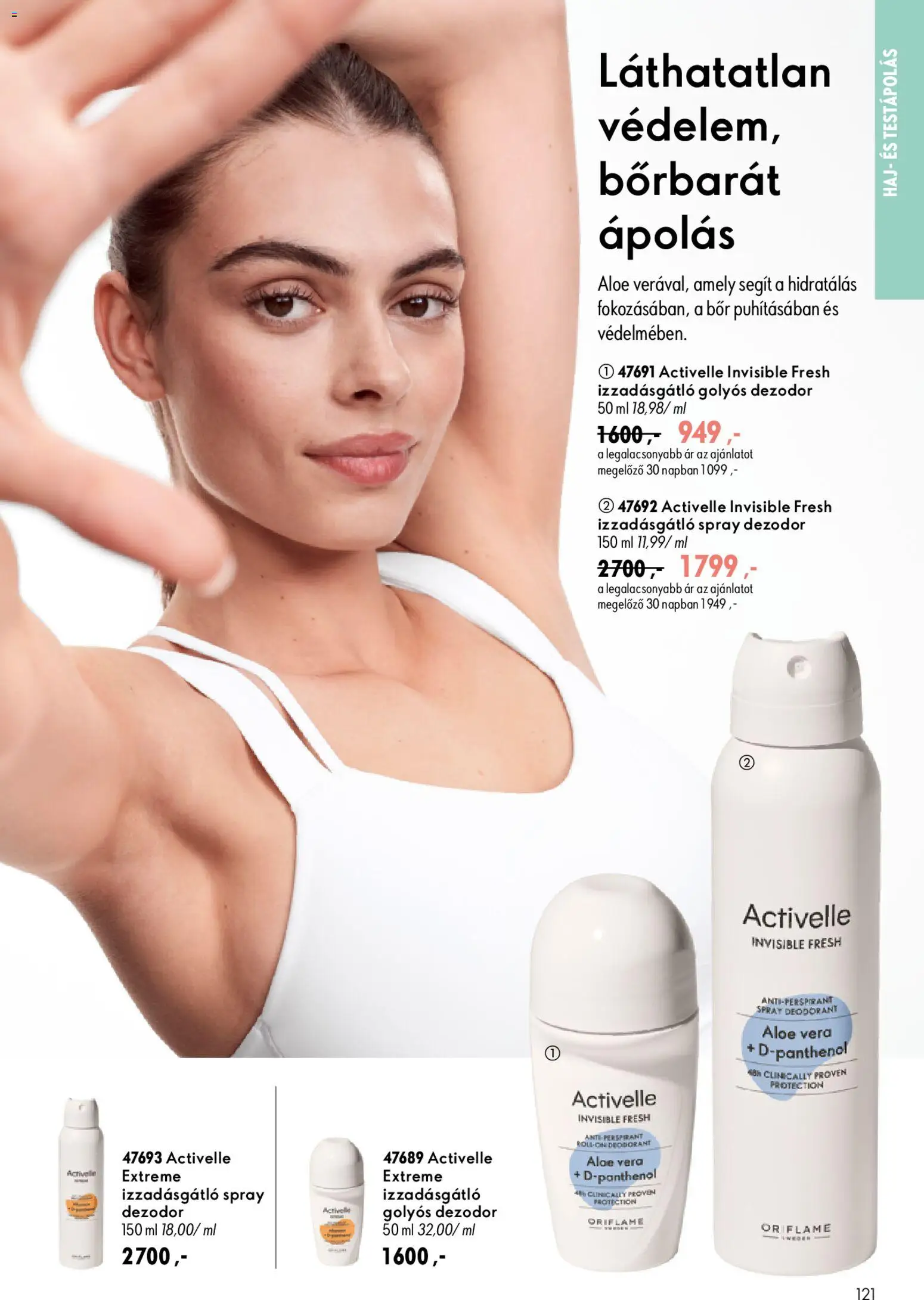 Oriflame akciós ujság - amely érvényes a következő dátumtól: 2026.09.09. | Oldal: 121 | Termékek: Aloe vera, Bor, Dezodor, Izzadásgátló