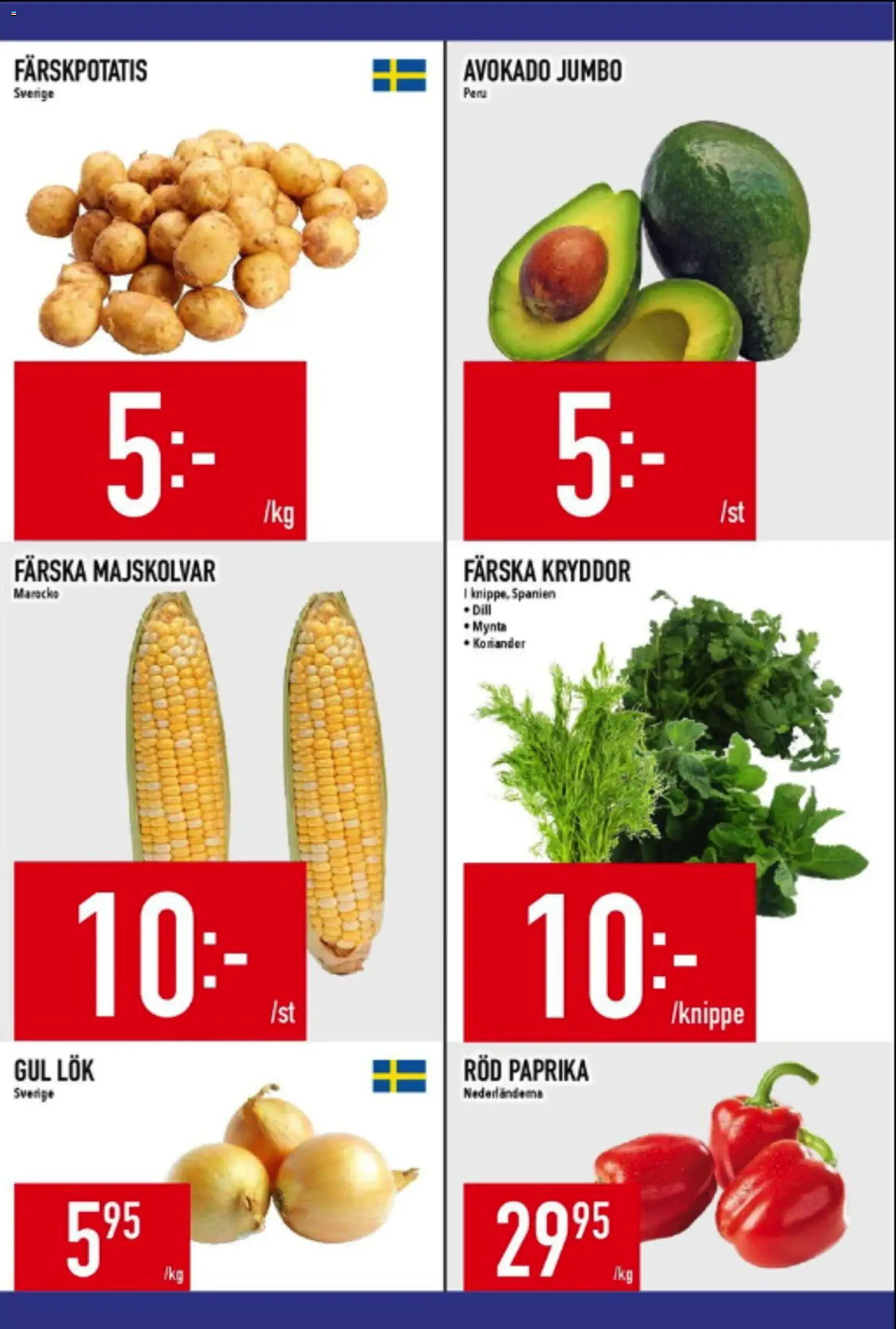 Matdax reklamblad aktuell från 15.06.2026 | Sida: 15 | Produkter: Färskpotatis, Gul lök, Mynta, Röd paprika