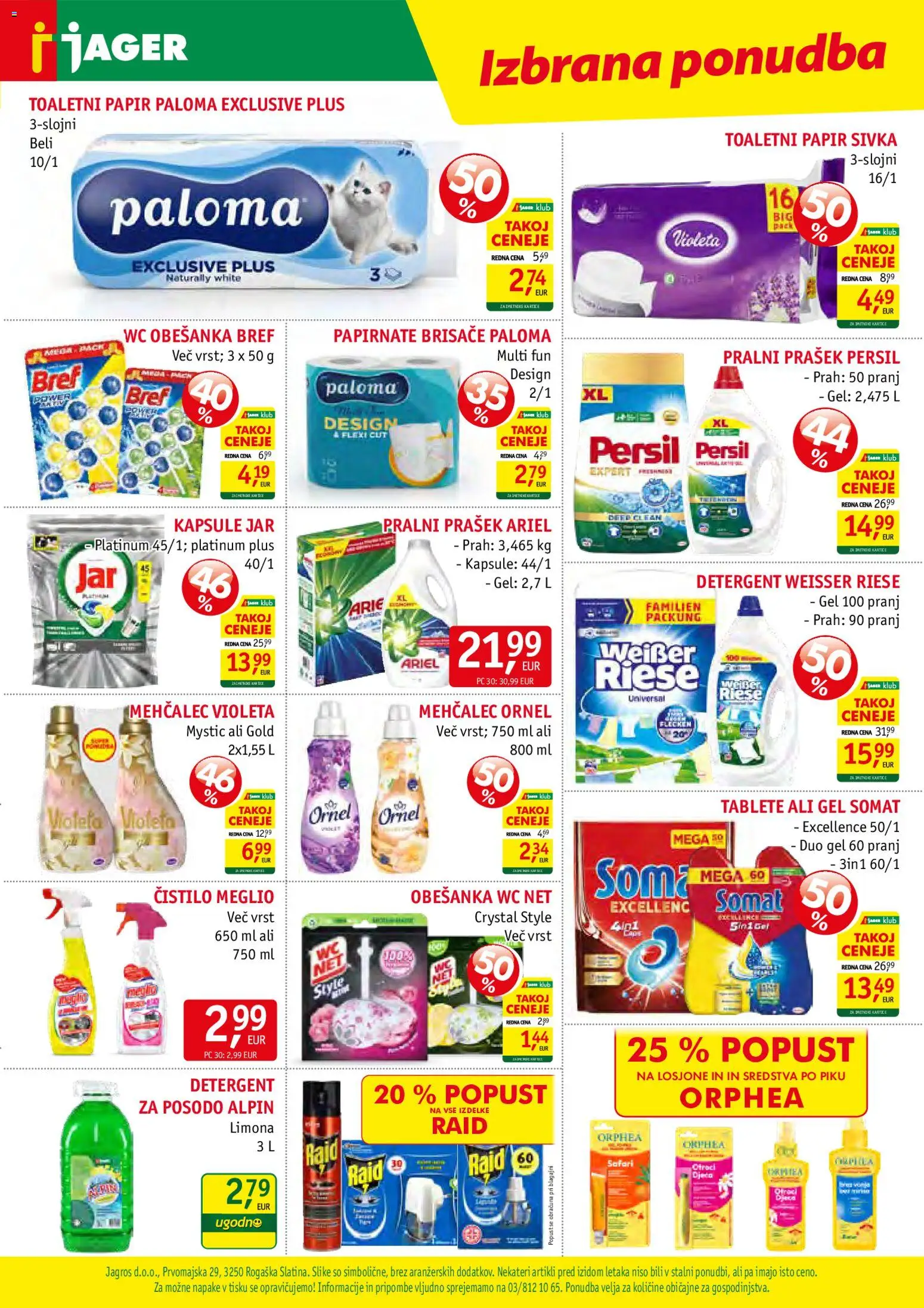 Novi Jager katalog ponudbe – veljaven od 12.08.2026 | Stran: 15 | Izdelki: Mehčalec, Toaletni papir, Detergent, Limona
