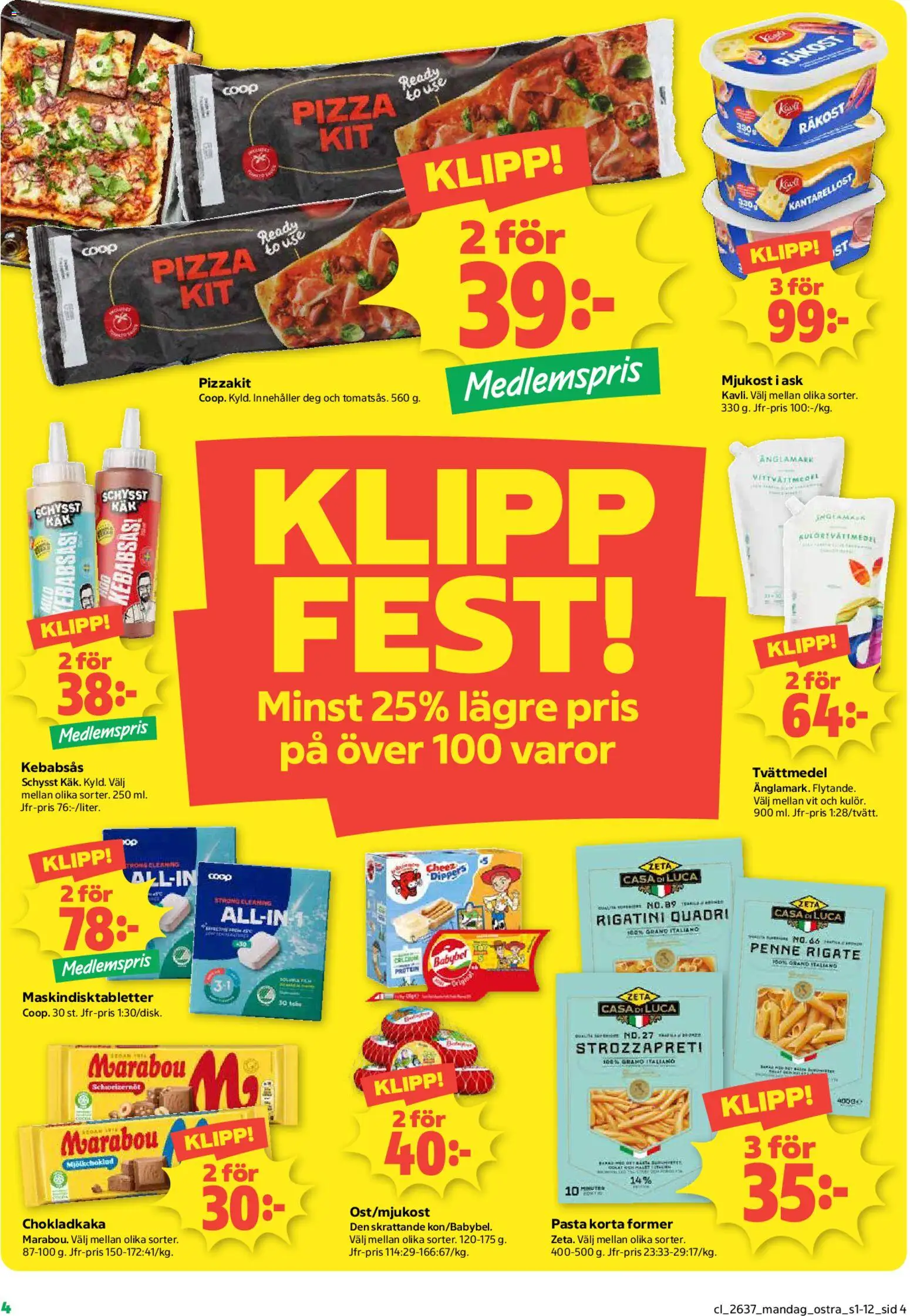 Coop reklamblad aktuell från 07/09/2026 | Sida: 4 | Produkter: Räkost, Chokladkaka, Kebabsås, Mjukost