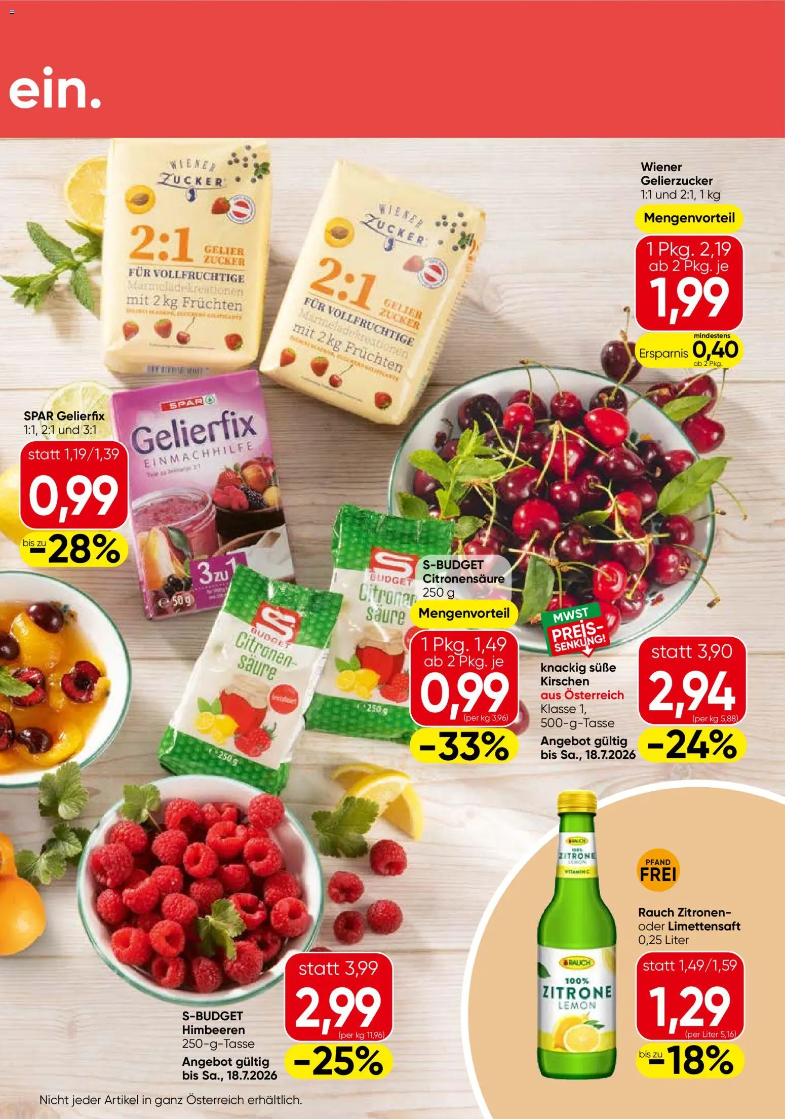 Eurospar Flugblatt gültig ab 16.07.2026 | Seite: 7 | Produkte: Zucker, Zitrone, Gelierzucker