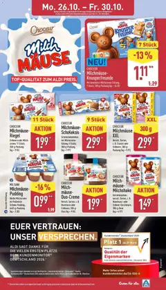 CHOEUR Milchmäuse-Duo-Creme, Versch. Sorten, z. B. Haselnuss oder Erdbeere; 200-g-Glas (kg = 9.95) ab 26.10.2026 gültig | Seite: 9 | Produkte: Milch, Pudding, Creme