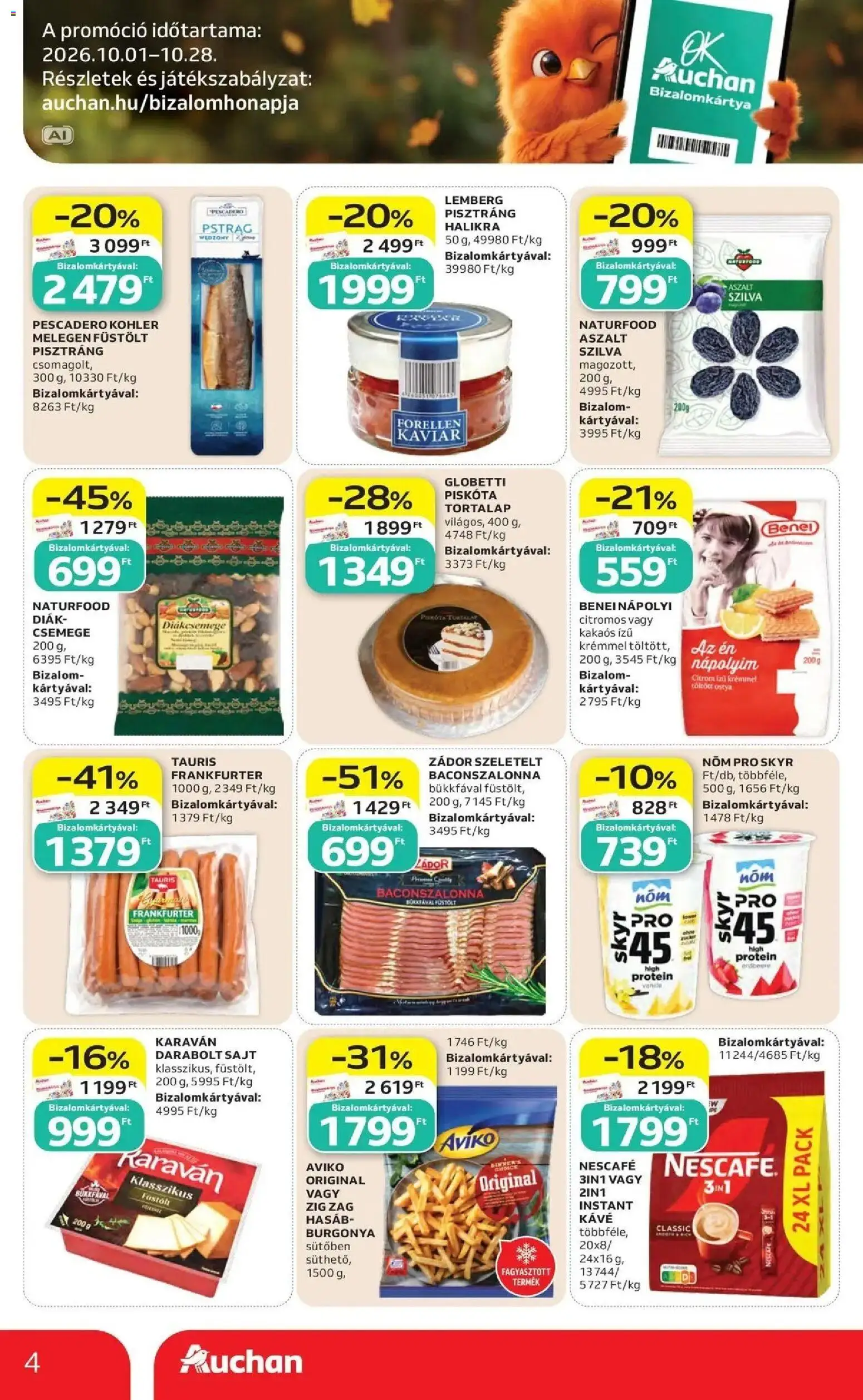 Auchan akciós újság Szolnok - 2026.10.08. -tól/töl > akció, lapozható szórólap 🛍️ | Oldal: 4 | Termékek: Szilva, Bacon, Sajt, Citrom