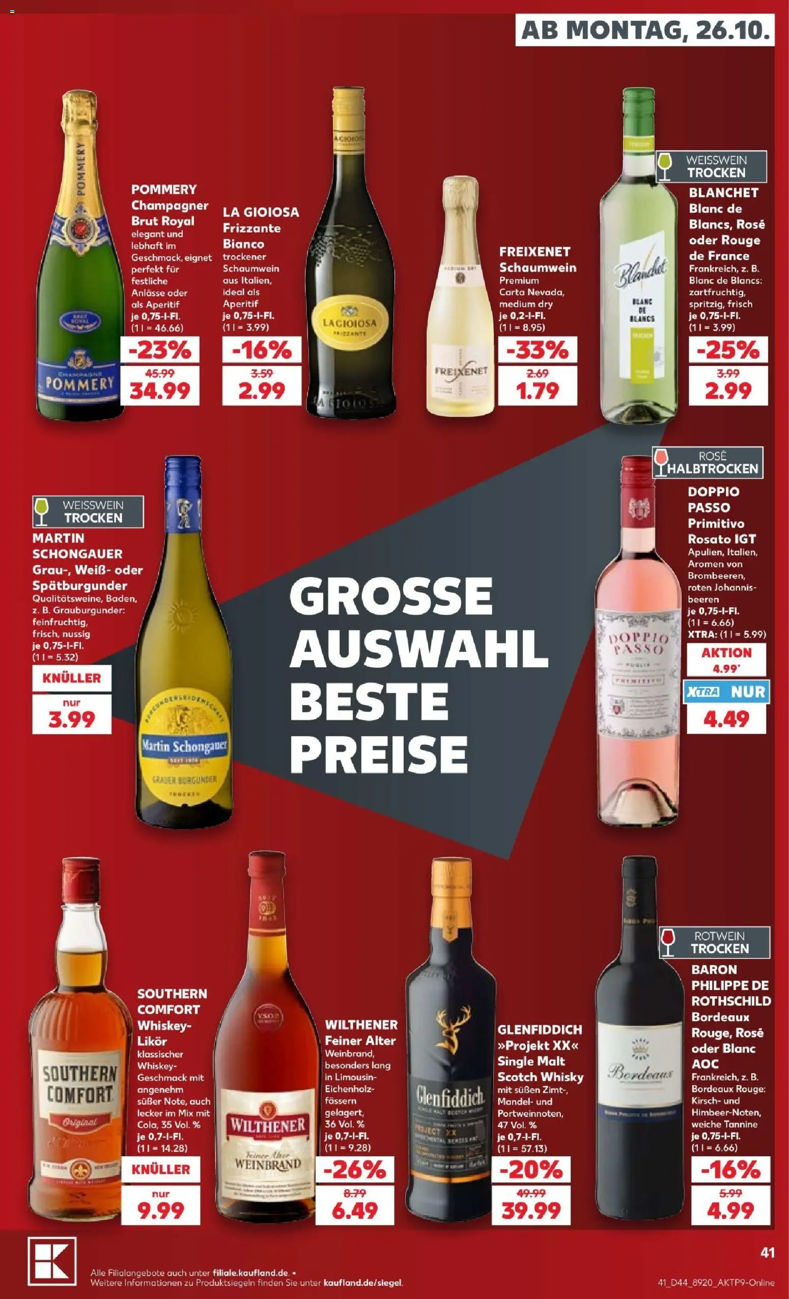 Kaufland Prospekt Berlin – gültig ab 24.10.2026 | Seite: 41 | Produkte: Whisky, Weißwein, Rotwein, Doppio Passo