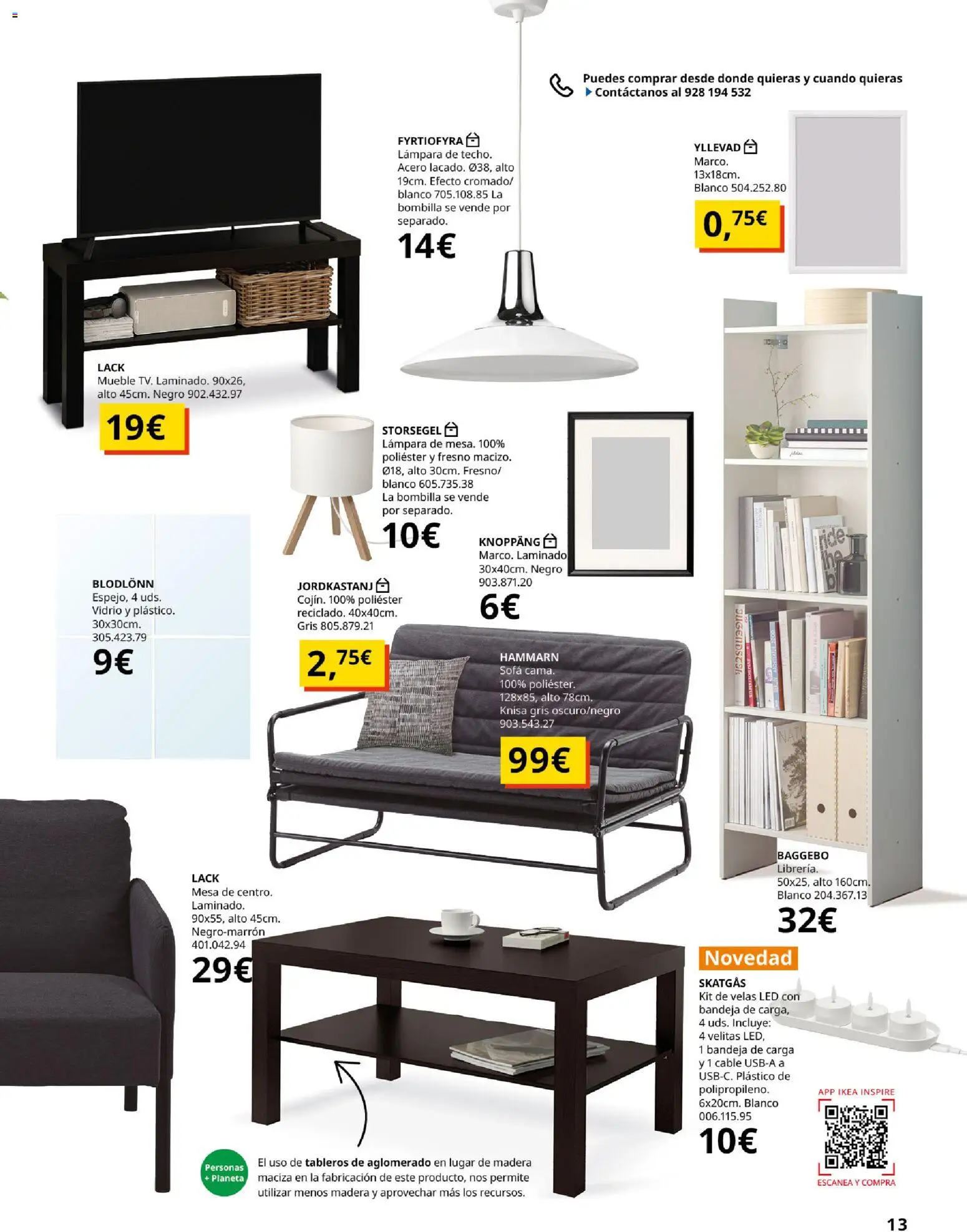 IKEA - Precios bajos │ válido desde el 13.04.2026 | Página: 13 | Productos: Cable, Sofá, Mesa, Lámpara