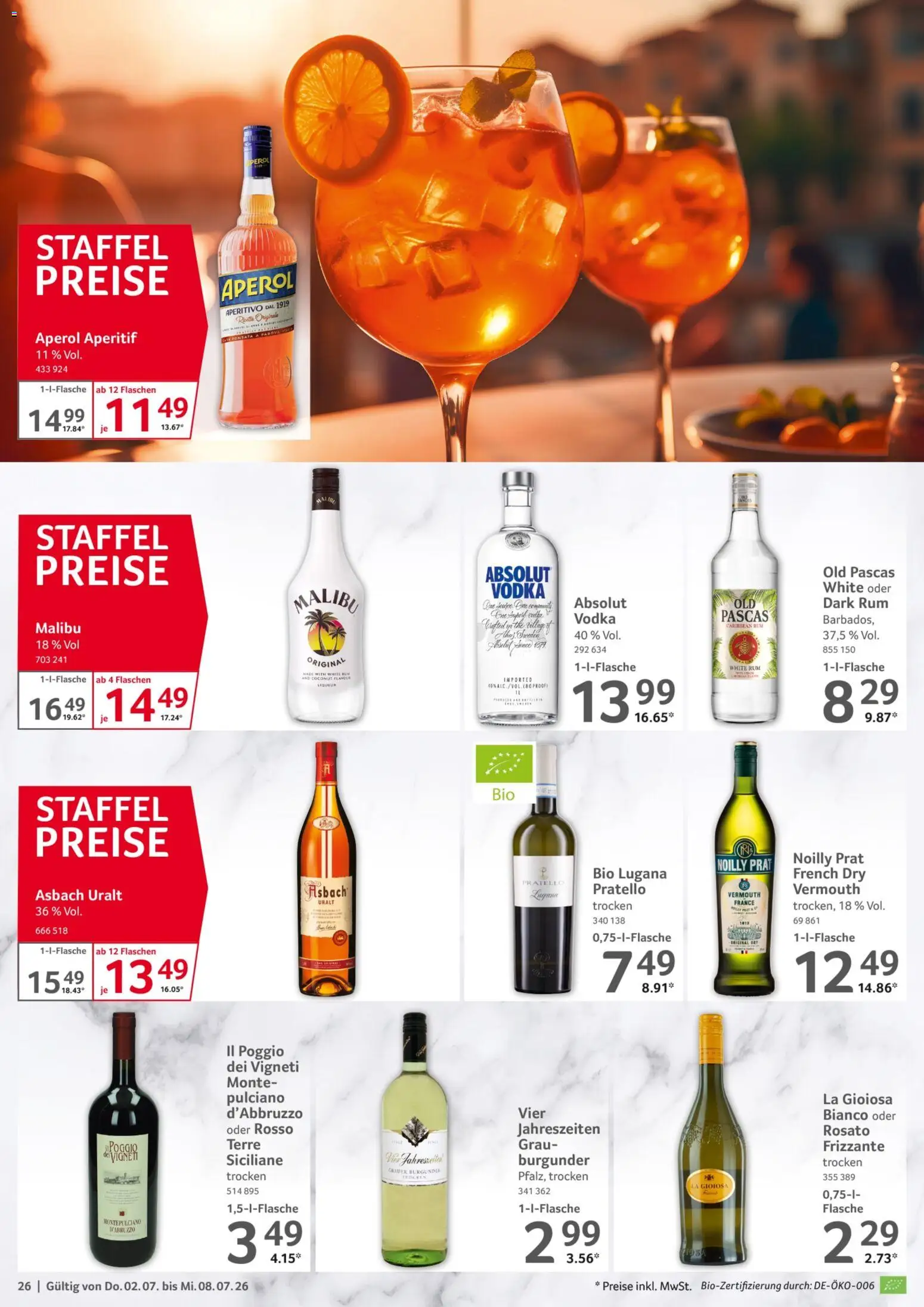 Selgros Prospekt – gültig ab 02.07.2026 | Seite: 26 | Produkte: Rum, Aperol, Vodka, Asbach
