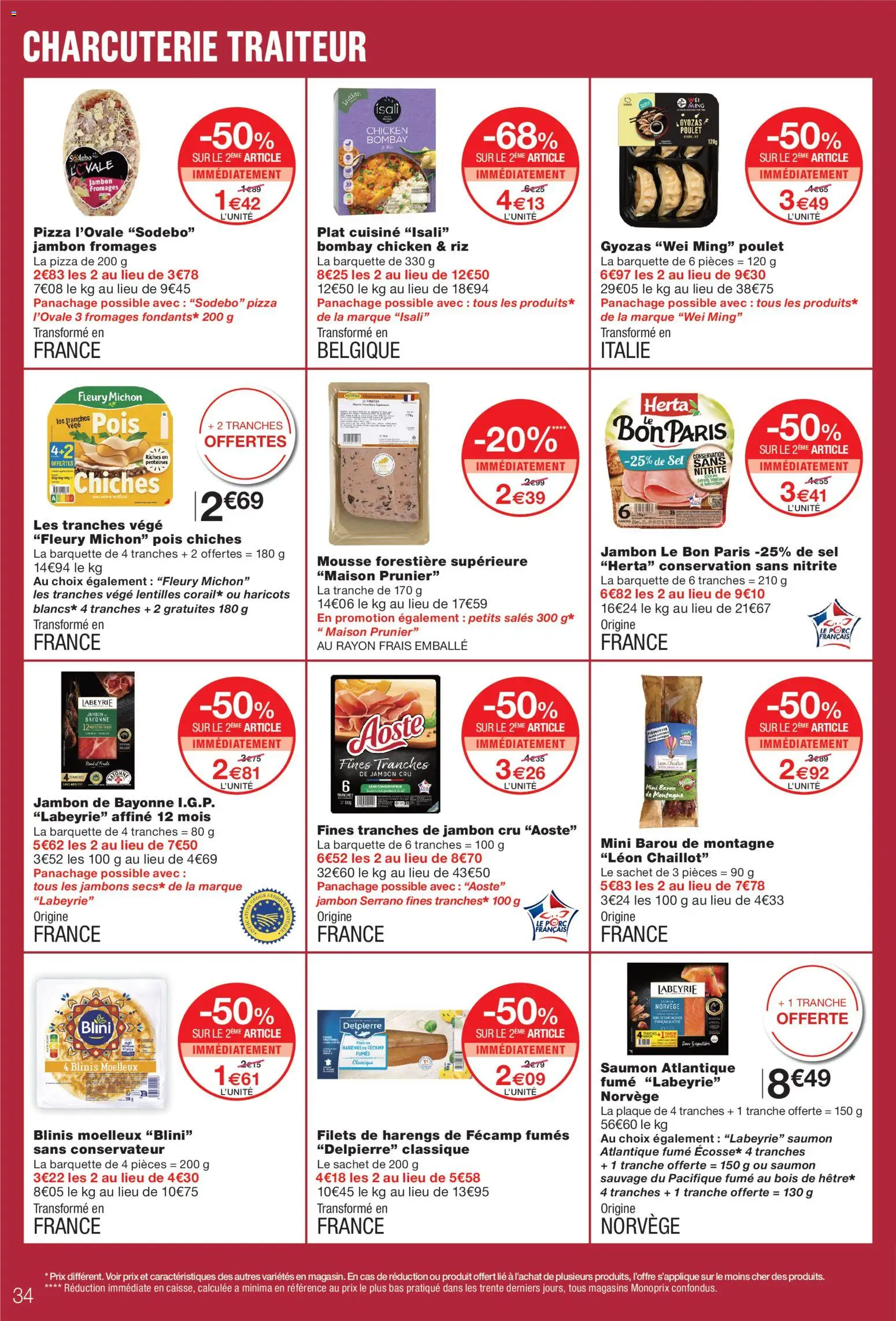 {H1} | Page: 34 | Produits: Jambon Cru, Sel, Riz, Saumon