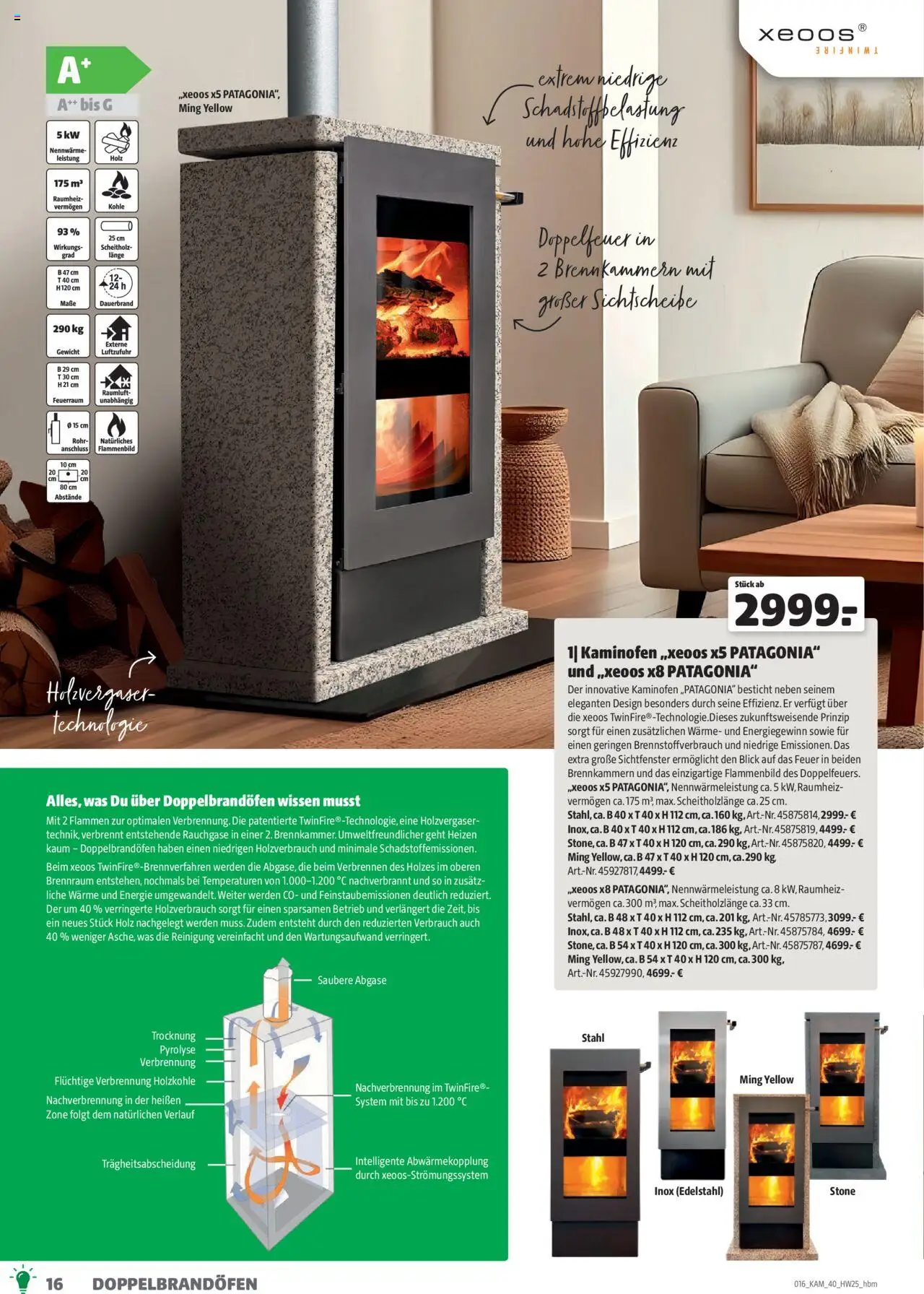Hagebau Kaminöfen – gültig ab 07.07.2025 | Seite: 16 | Produkte: Gewicht, Kaminofen