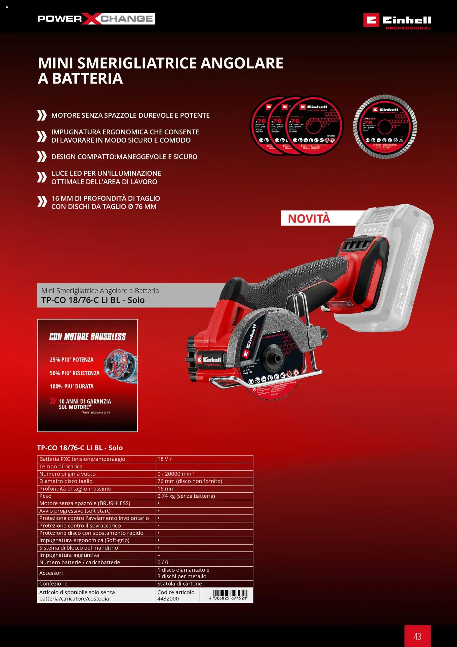 Volantino Einhell del 17.03.2026 | Pagina: 45 | Prodotti: Smerigliatrice, Scatola, Batteria, Batterie