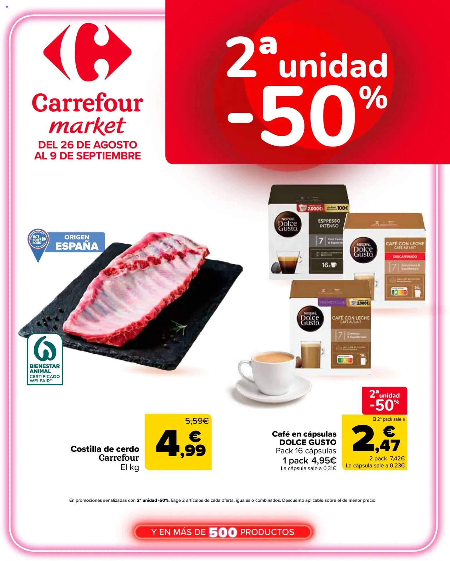 Carrefour Market folleto │ válido desde el 26/08/2026 | Página: 1 | Productos: Cápsulas, Leche, Café, Costilla de cerdo
