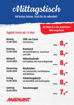 Markant  Mittagstisch ab 21.09.2026 gültig