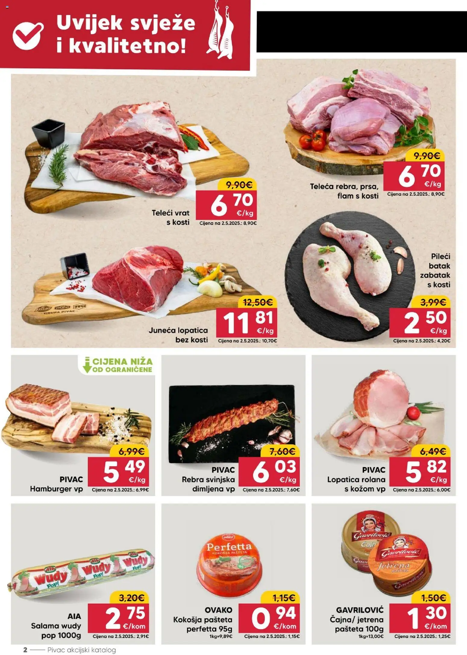 Pivac katalog | vrijedi od 24.08.2026 | Stranica: 2 | Proizvodi: Vrat, Pileći batak, Hamburger, Lopatica