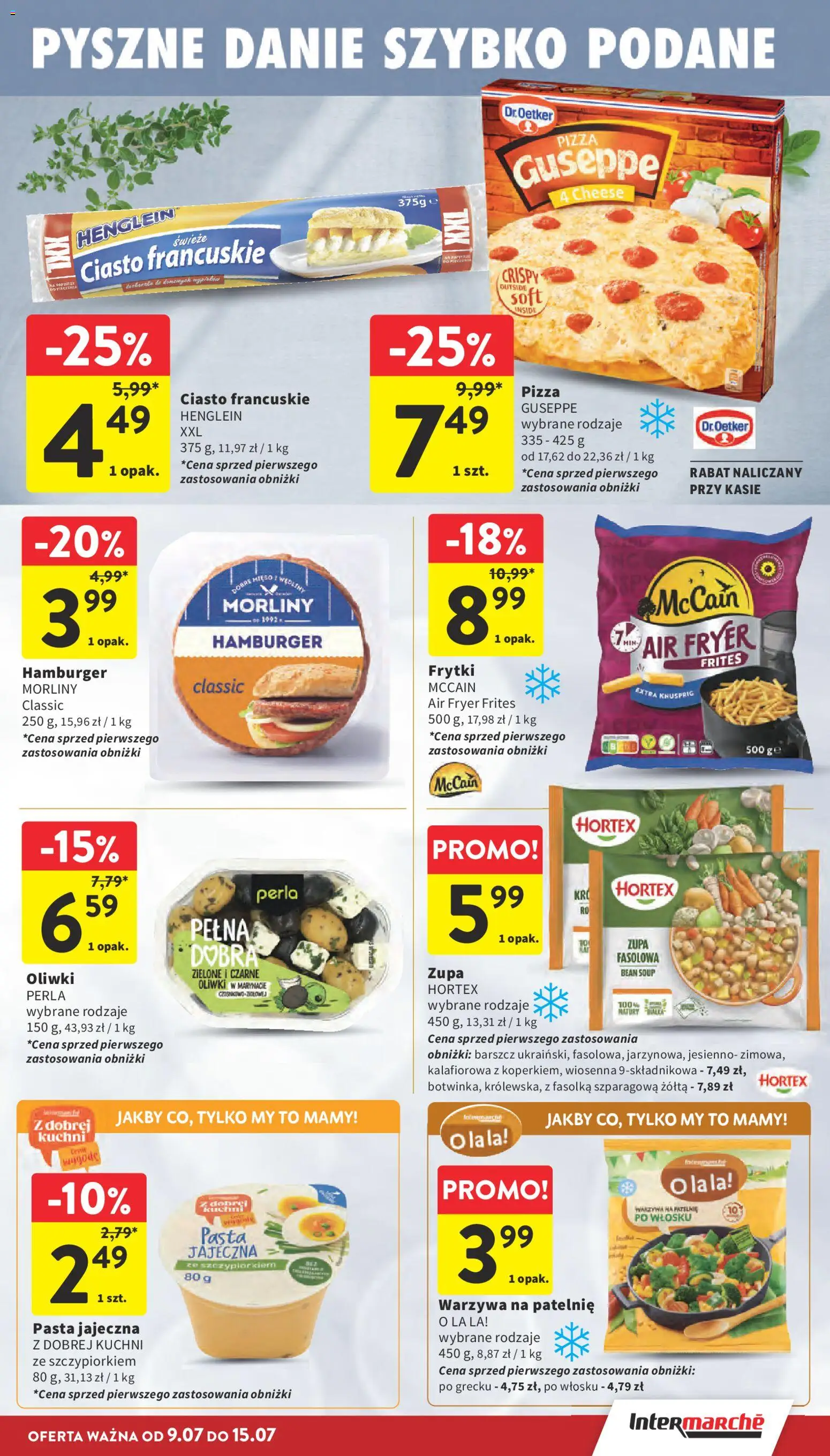 Intermarche gazetka od 09.07.2026 | Strona: 17 | Produkty: Hamburger, Pizza, Frytki, Warzywa