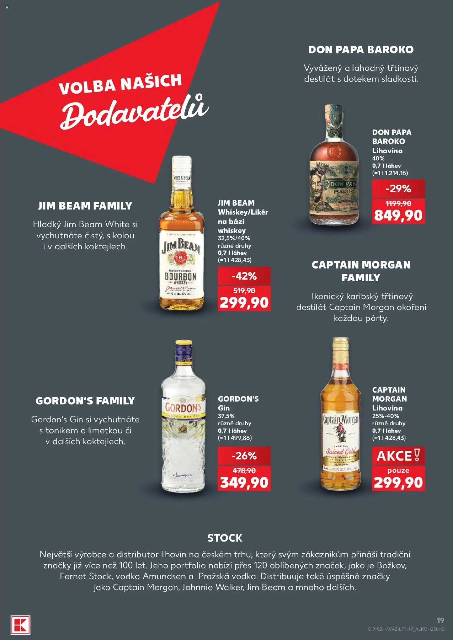 Kaufland leták od 14.10.2026 | Strana: 19 | Produkty: Jim Beam, Gin, Vodka, Captain Morgan