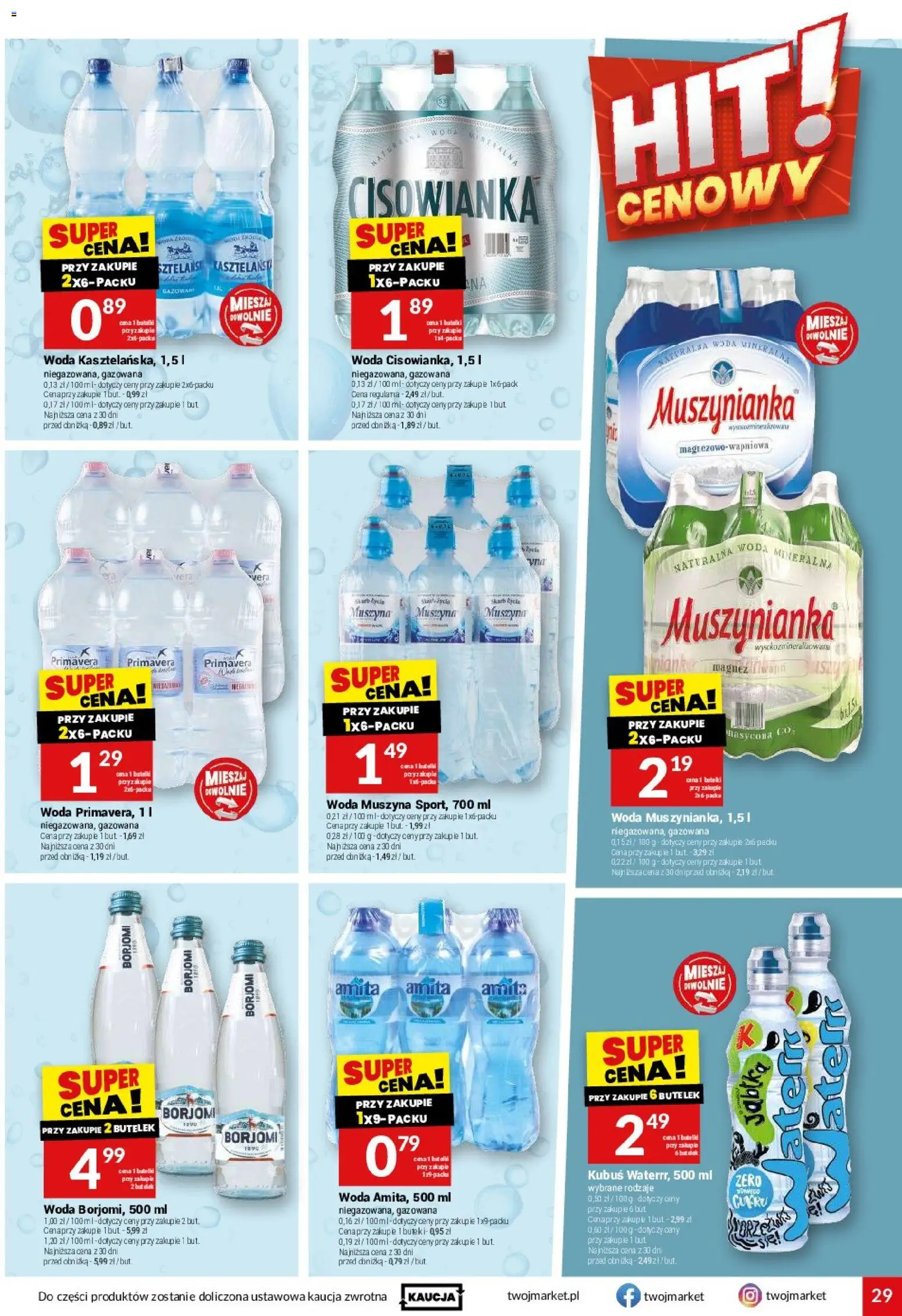 Twój Market gazetka od 22.07.2026 | Strona: 29 | Produkty: Muszynianka, Jabłka, Woda