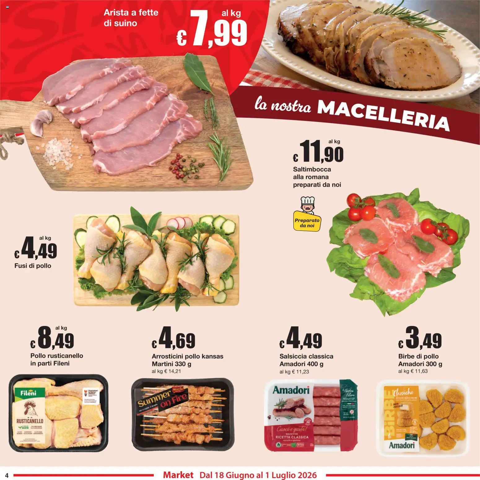 Volantino Sì con Te del 18.06.2026 | Pagina: 4 | Prodotti: Pollo, Suino, Salsiccia, Arrosticini