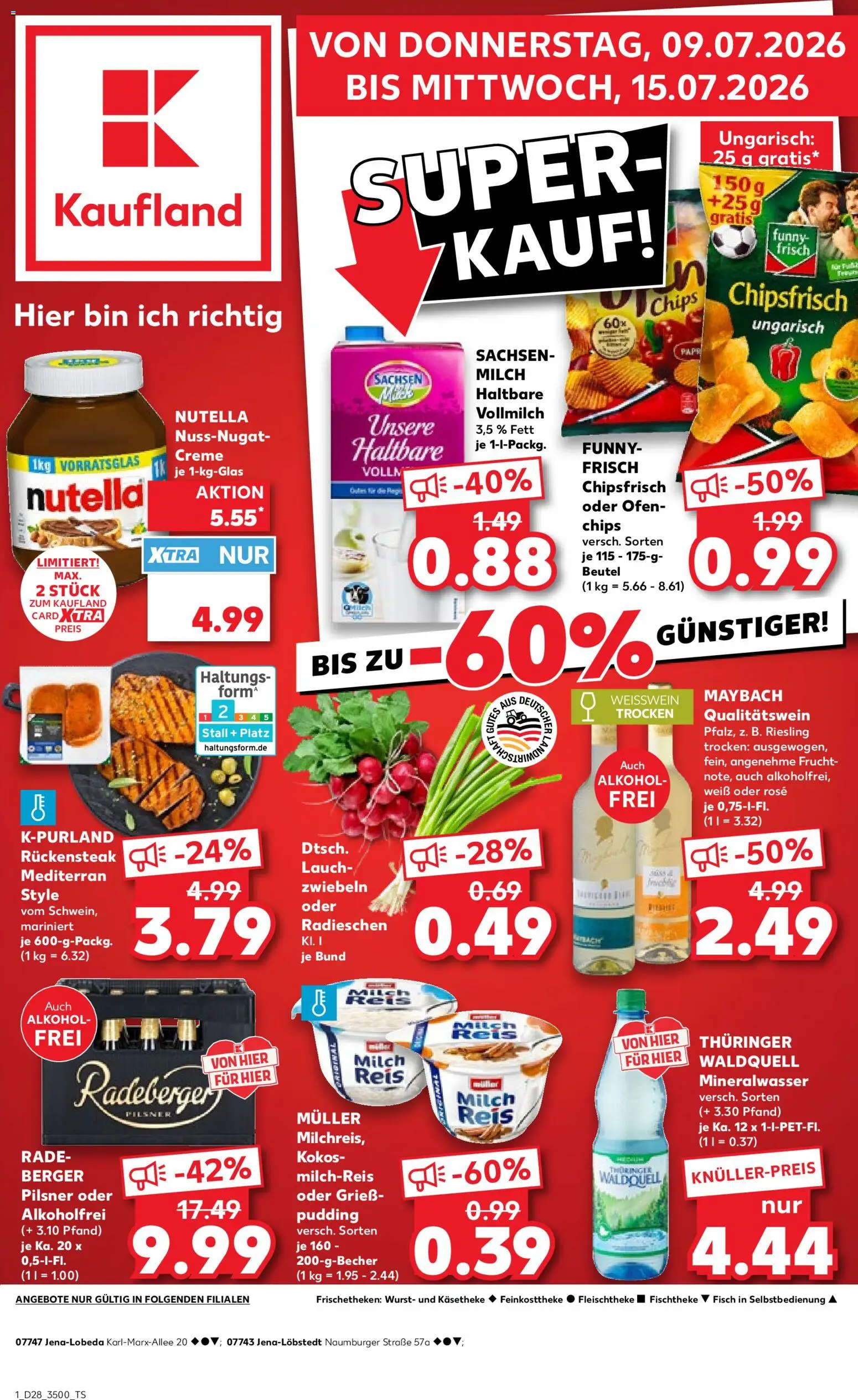 Kaufland Prospekt Jena – gültig ab 09.07.2026 | Seite: 1 | Produkte: Ofen, Funny frisch, Zwiebeln, Wurst