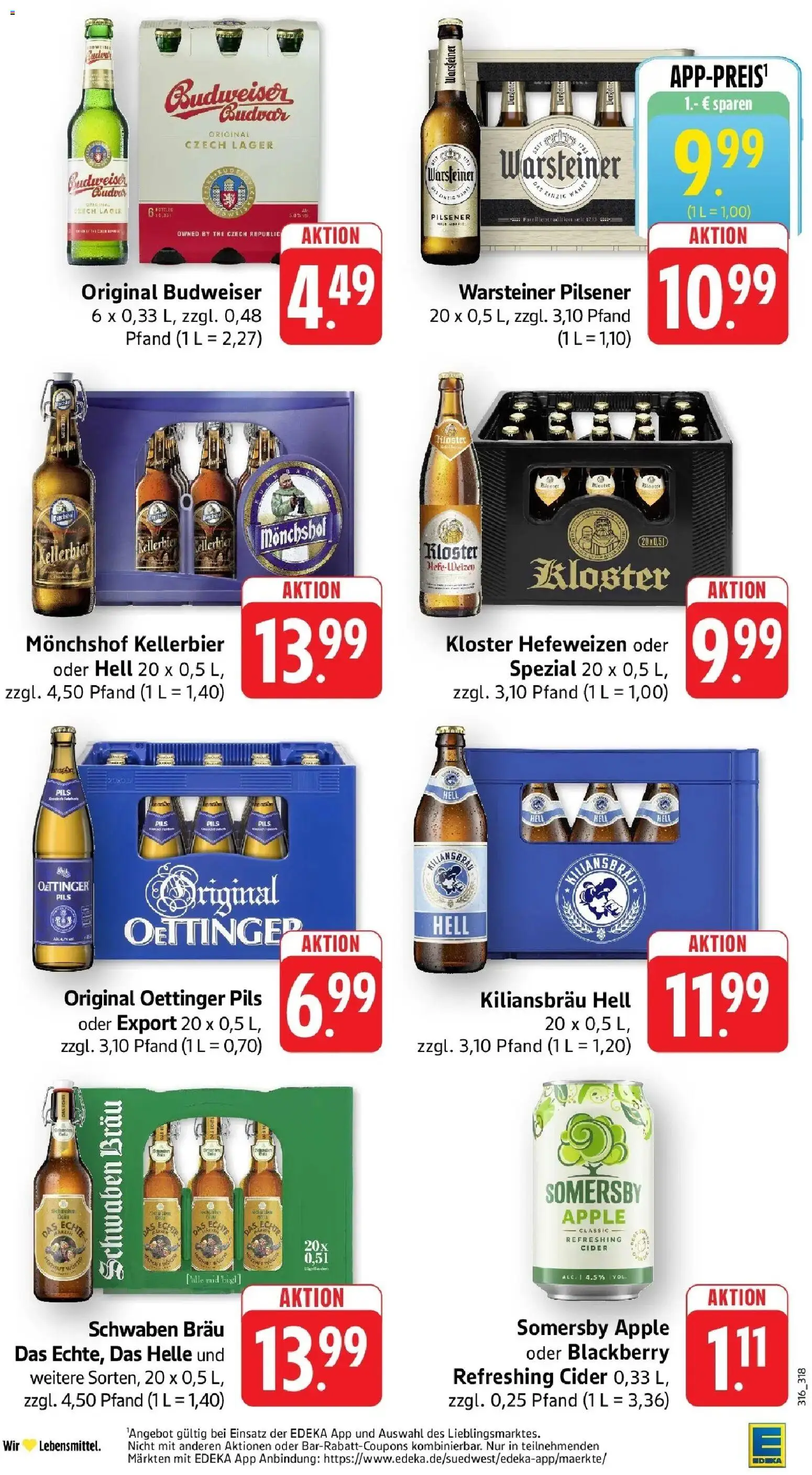 Edeka Prospekt Heilbronn-Sontheim – gültig ab 27.07.2026 | Seite: 31 | Produkte: Monchshof, Pils, Apple, Warsteiner
