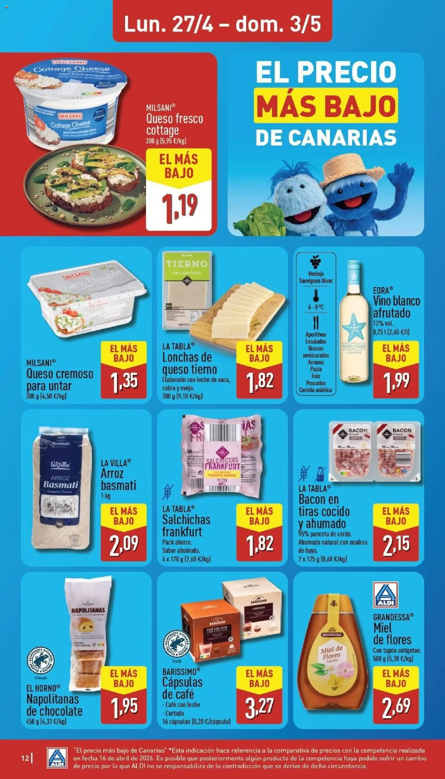 Aldi folleto Canarias │ válido desde el 27.04.2026 | Página: 12 | Productos: Leche, Ηλεκτρικός φούρνος, Café, Arroz