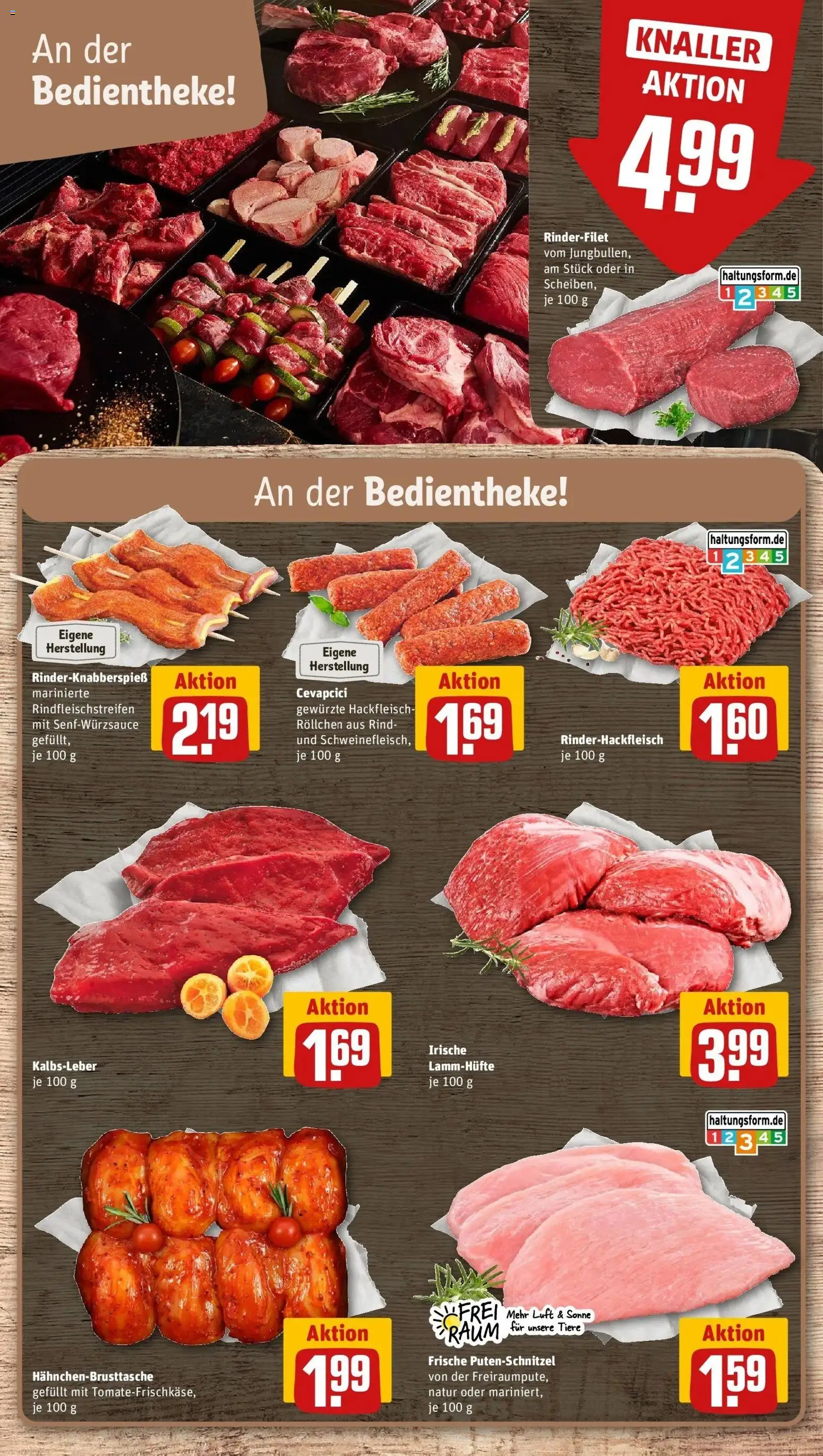 REWE Prospekt ab 03.08.2026 zum Blättern » Angebote | Seite: 8 | Produkte: Rinderfilet, Kalbsleber, Putenschnitzel, Hackfleisch