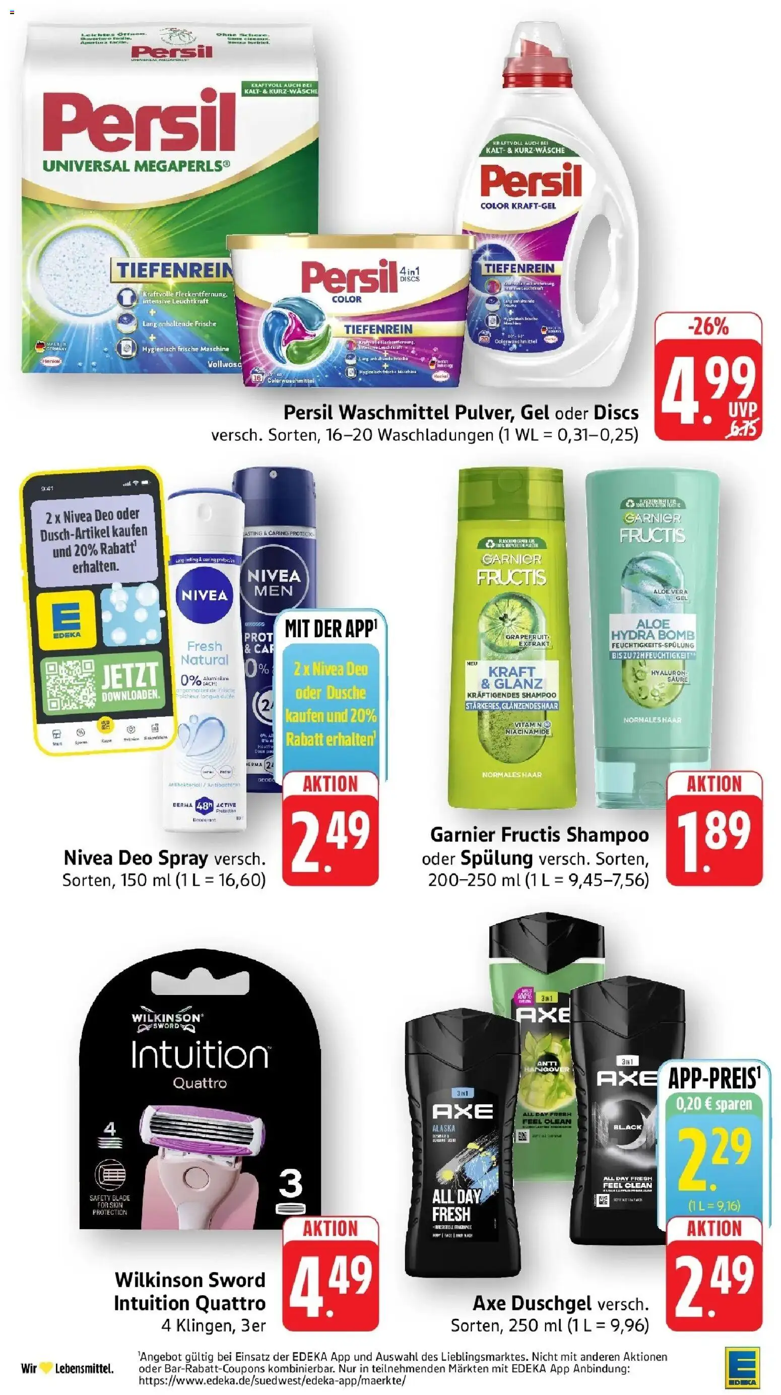 Edeka Prospekt Weinstadt - Endersbach (ab 17.08.2026) » Angebote Online | Seite: 34 | Produkte: Dusche, Duschgel, Axe, Persil