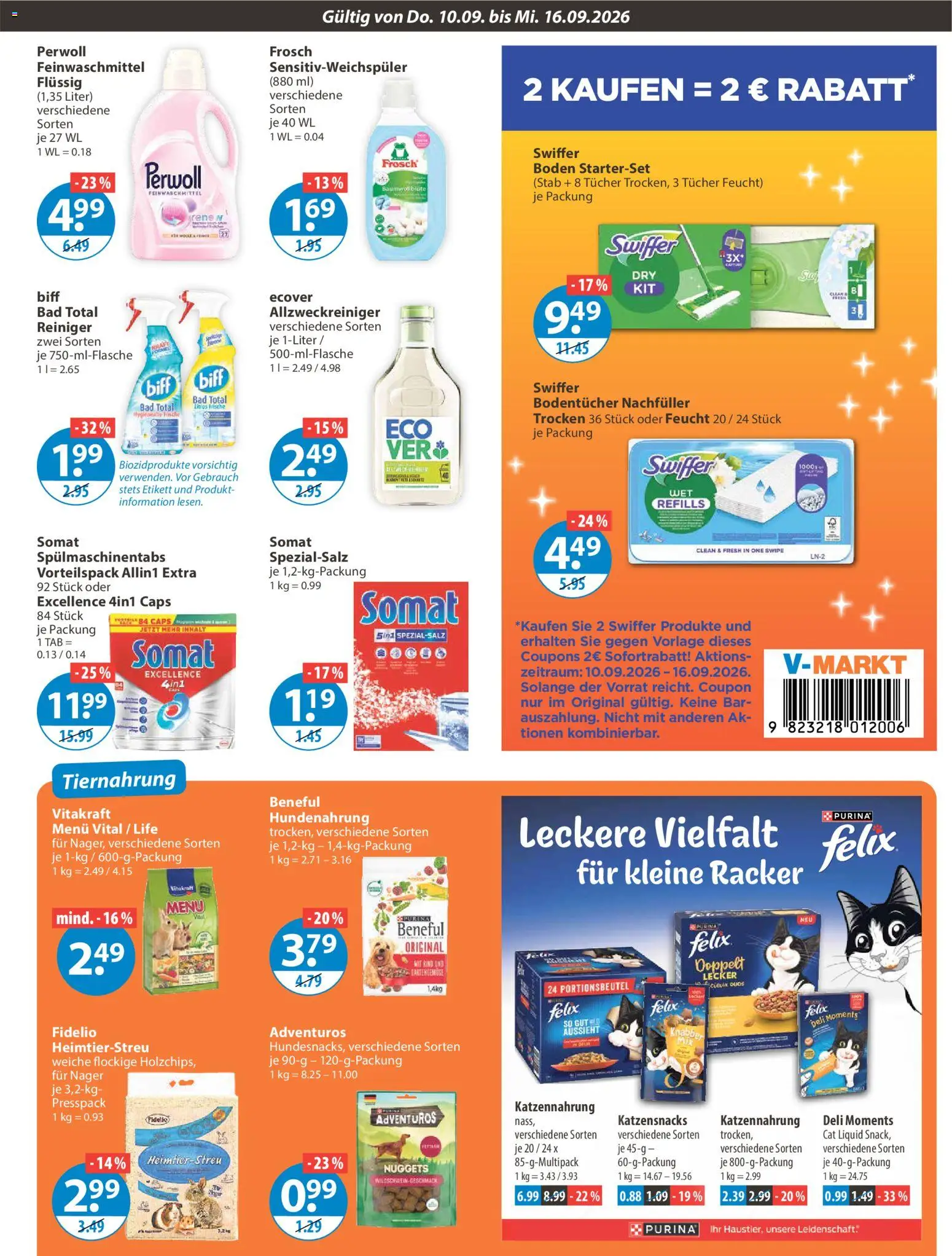 V-Markt Angebote – gültig ab 10.09.2026 | Seite: 11 | Produkte: Bad, Perwoll, Spülmaschinentabs, Swiffer