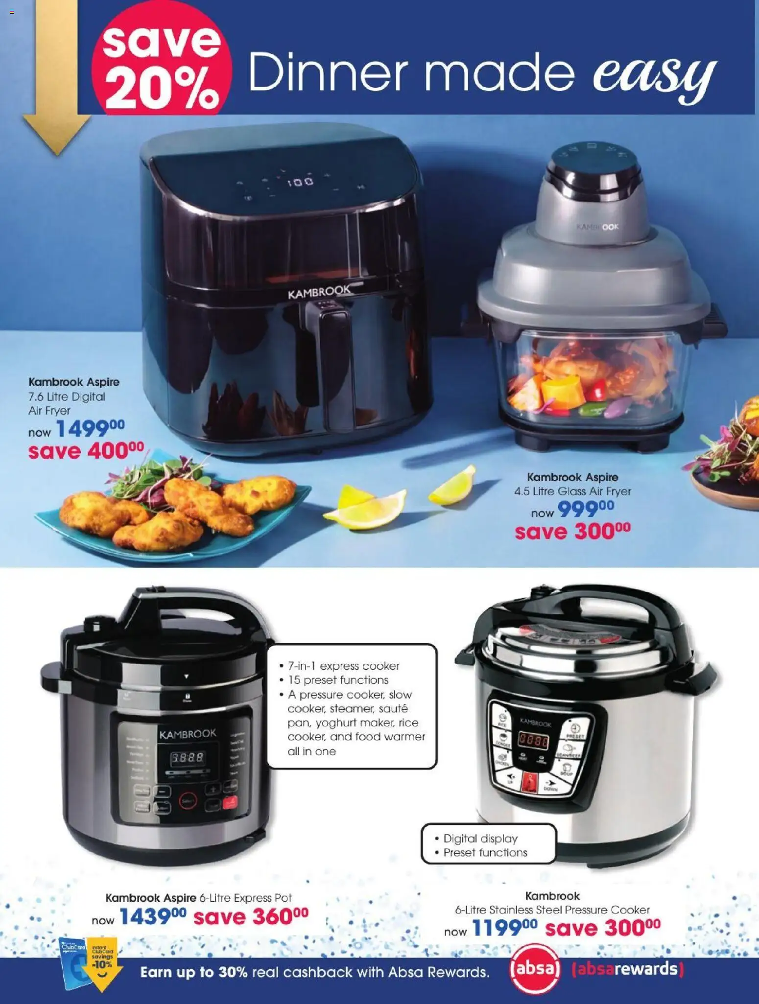 New Clicks catalogue – valid from 27/10/2026 | Page: 104 | Products: Yoghurt, Cooker, Pressure cooker, Air fryer