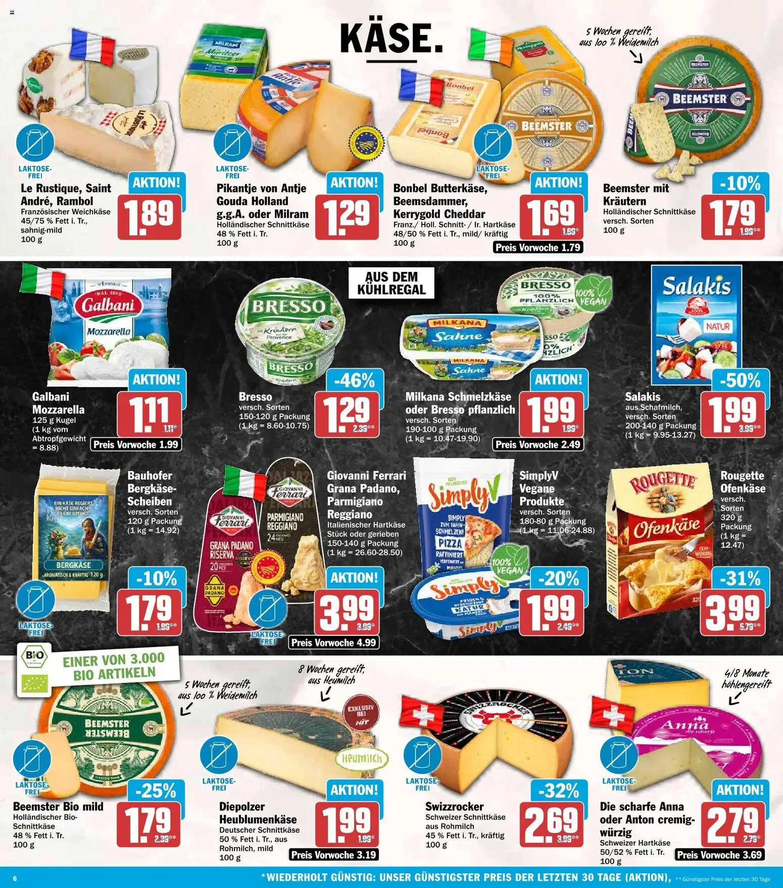 HIT Prospekt – gültig ab 28.09.2026 | Seite: 6 | Produkte: Käse, Mozzarella, Milram, Salakis