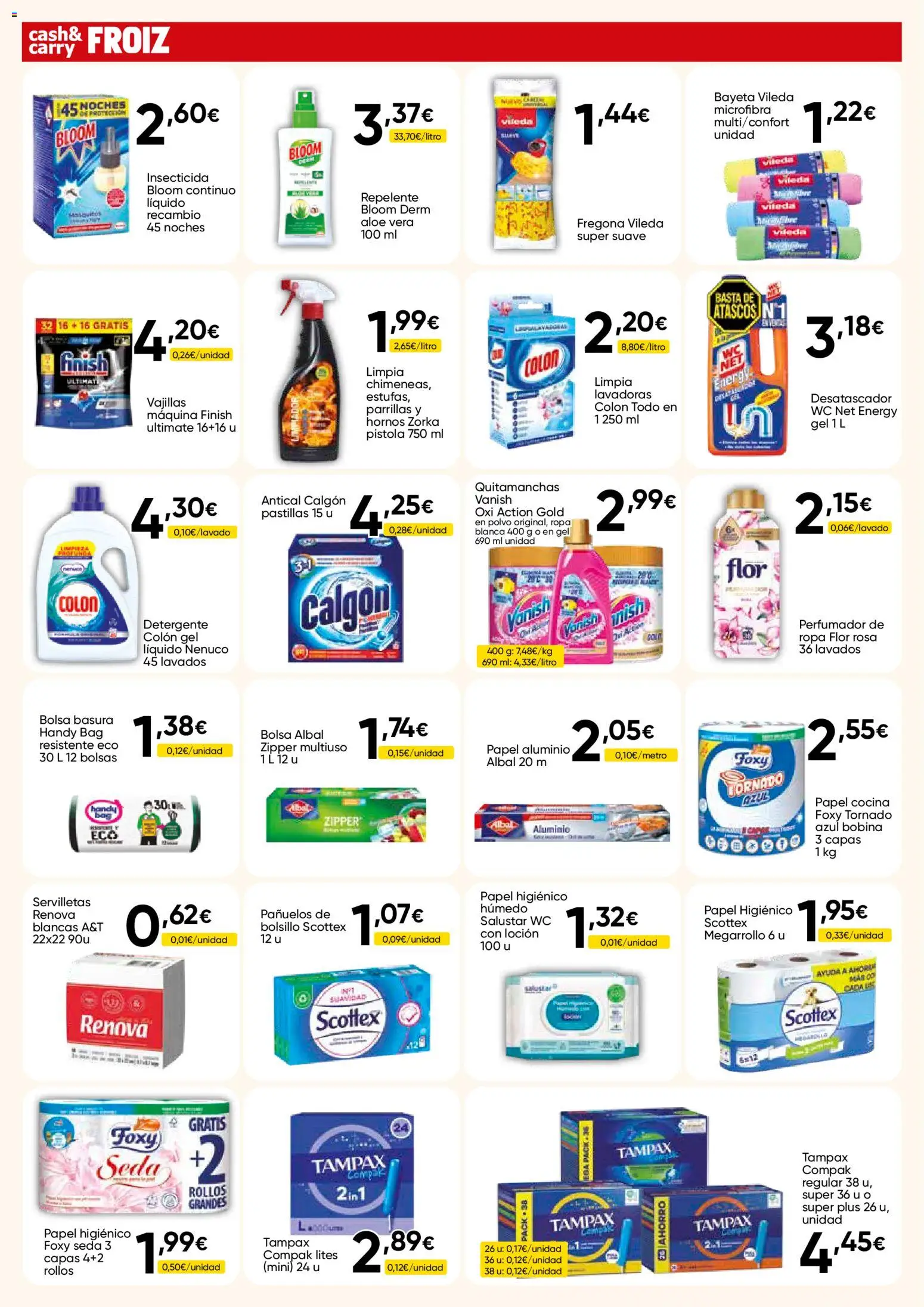 Froiz - Folleto Cash │ válido desde el 23/07/2026 | Página: 14 | Productos: Detergente, Papel higienico, Bolsa, Cocina