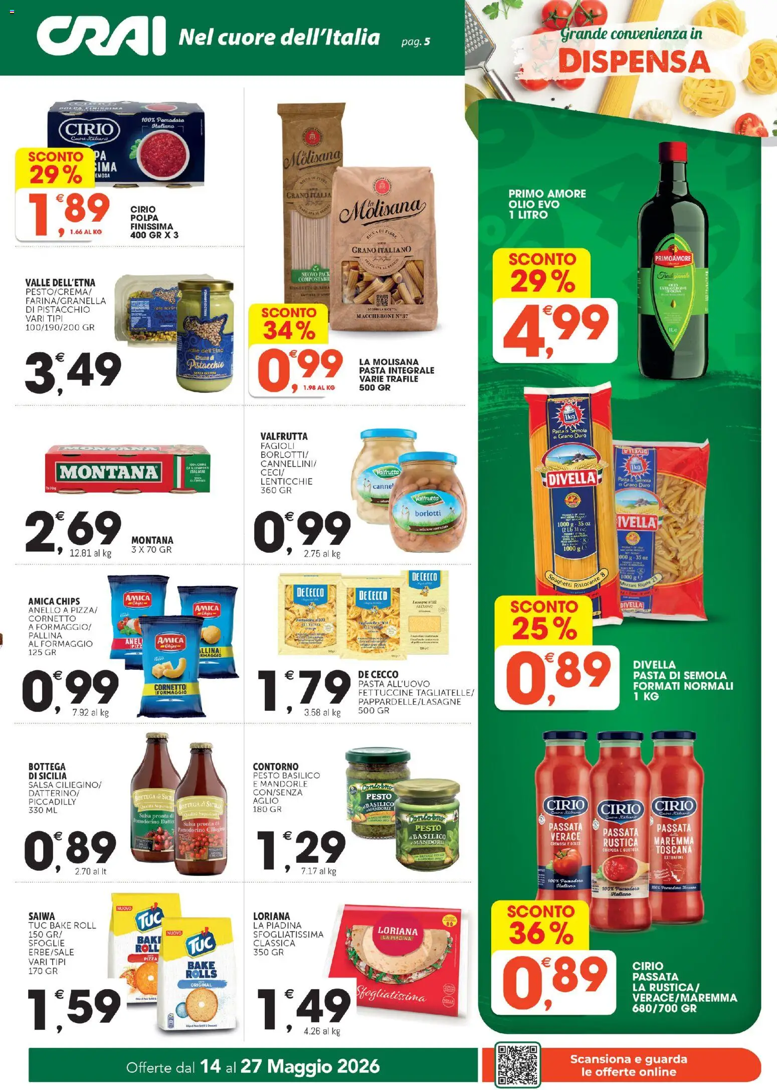 Volantino CRAI del 14.05.2026 | Pagina: 5 | Prodotti: Olio, Aglio, Basilico, Anello