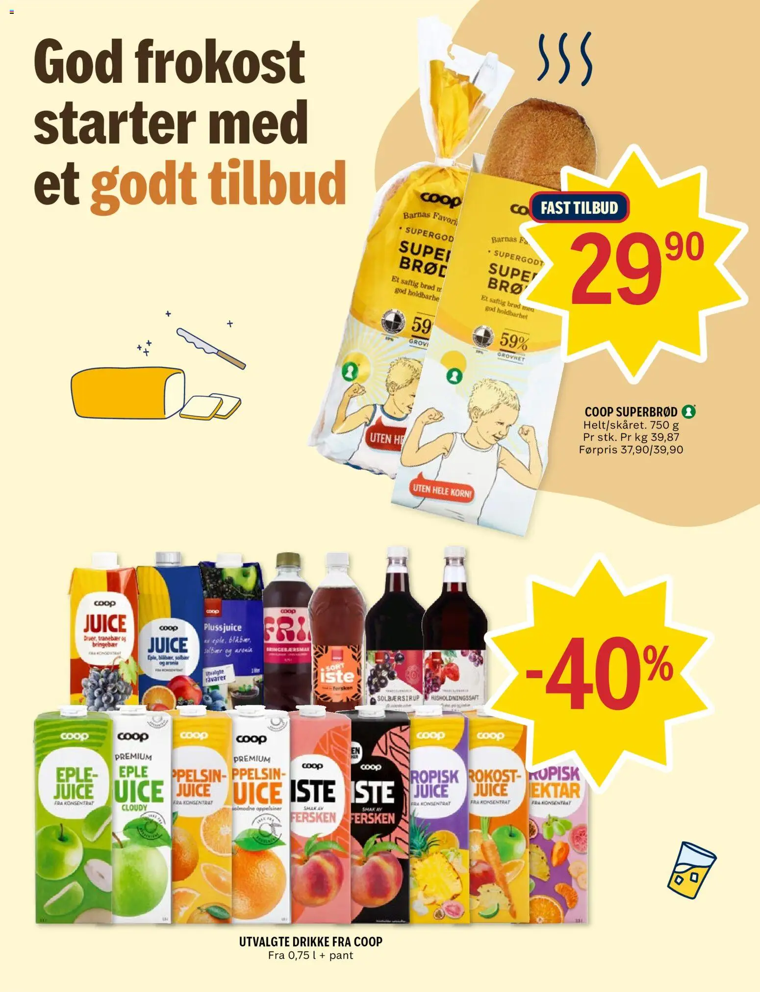 {H1} | Side: 8 | Produkter: Brød, Solbærsirup, Fersken, Iste