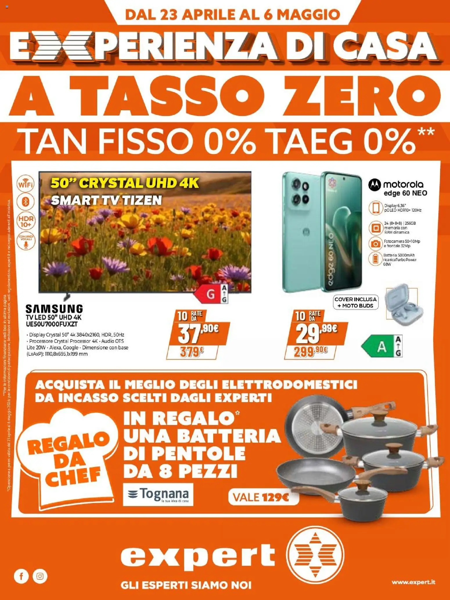 Volantino Expert del 23.04.2026 | Pagina: 1 | Prodotti: smart TV, TV, Fotocamera, Samsung