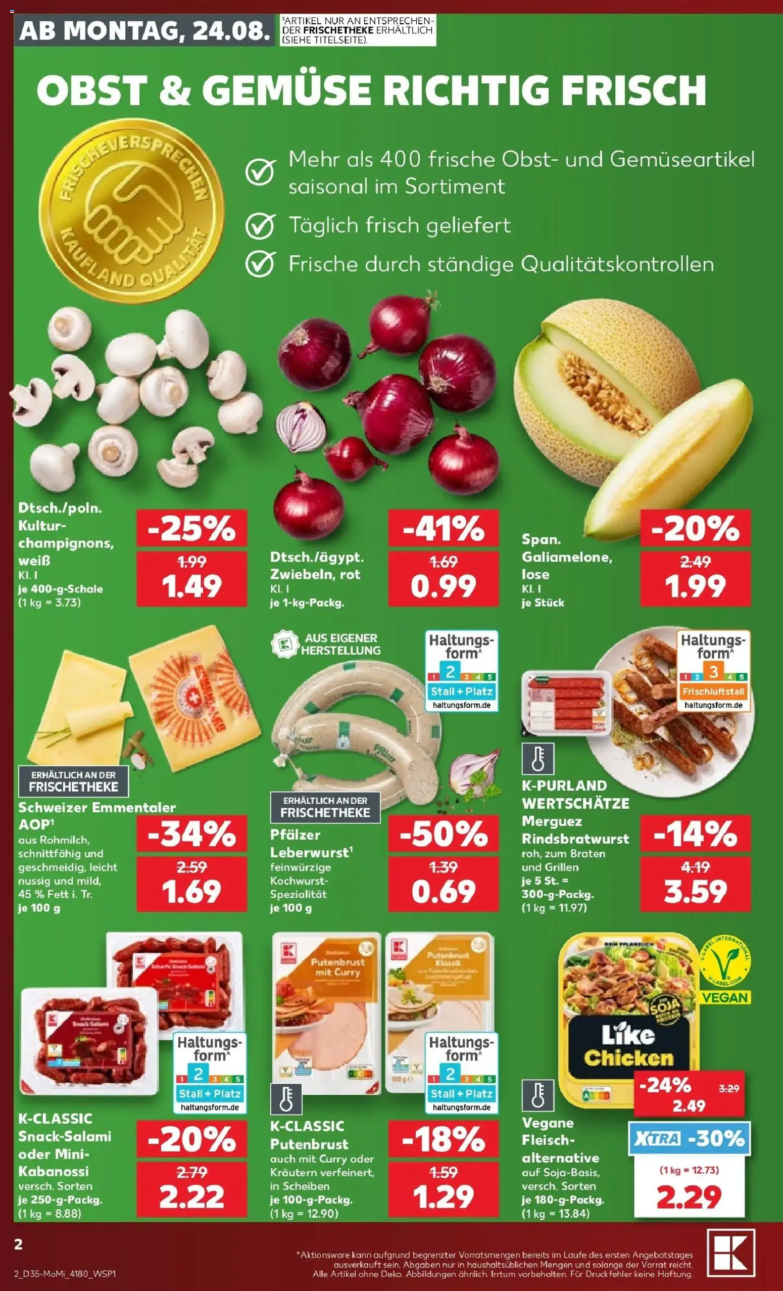Prospekt Kaufland ab 24.08.2026 » Angebote Online zum Blättern | Seite: 2 | Produkte: Putenbrust, Gemüse, Obst, Fleisch