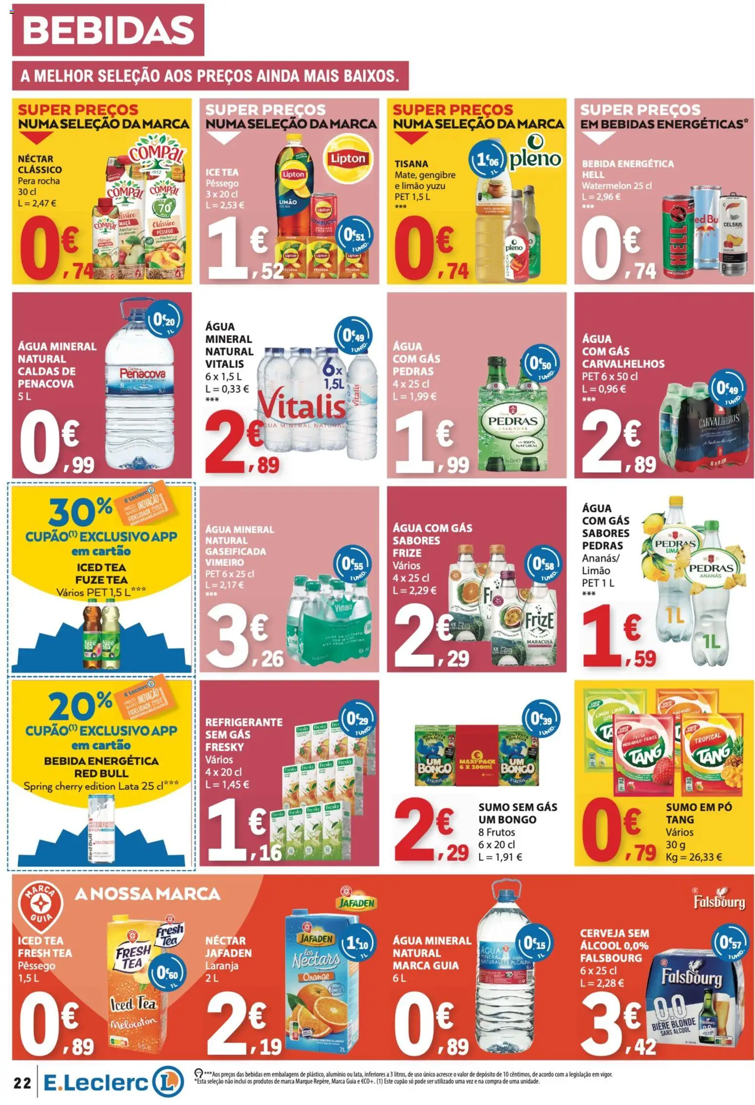 E.Leclerc folheto Semanal Aniversário 31 │ válido de 22/10/2026 | Página: 22 | Produtos: Agua, Sumo, Álcool, Bebida