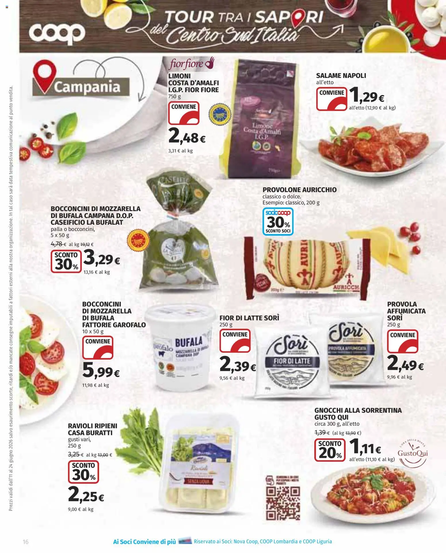 Volantino COOP del 11.06.2026 | Pagina: 16 | Prodotti: Provolone, Mozzarella, Ravioli, Gnocchi