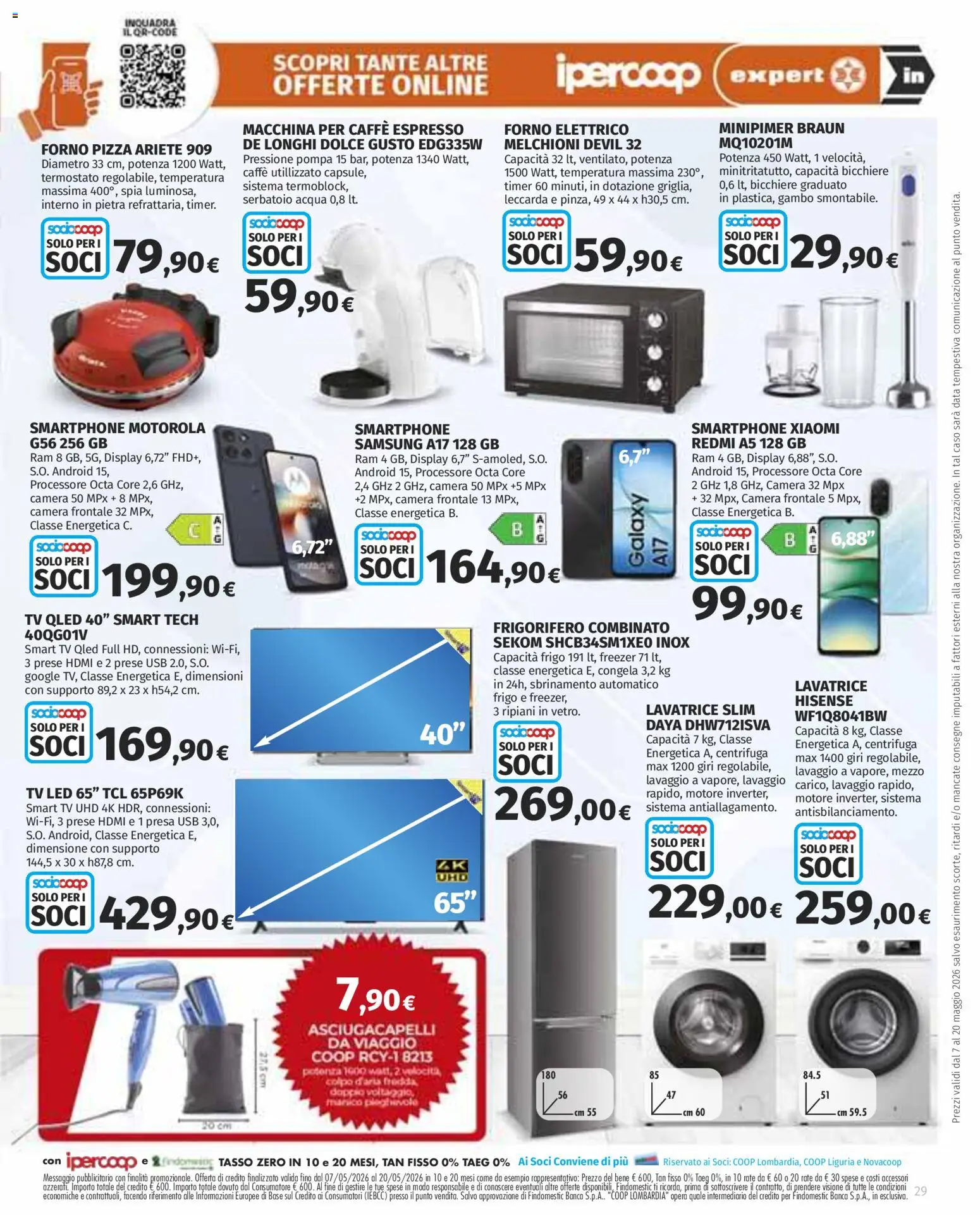 Volantino Ipercoop del 07.05.2026 | Pagina: 29 | Prodotti: Caffè, Pizza, Freezer, Asciugacapelli