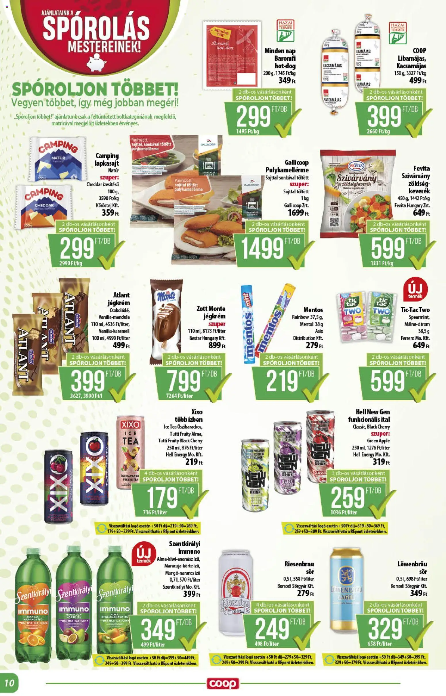 COOP akciós ujság - amely érvényes a következő dátumtól: 18.06.2026 | Oldal: 10 | Termékek: Lapkasajt, Zöldség, Tea, Jégkrém