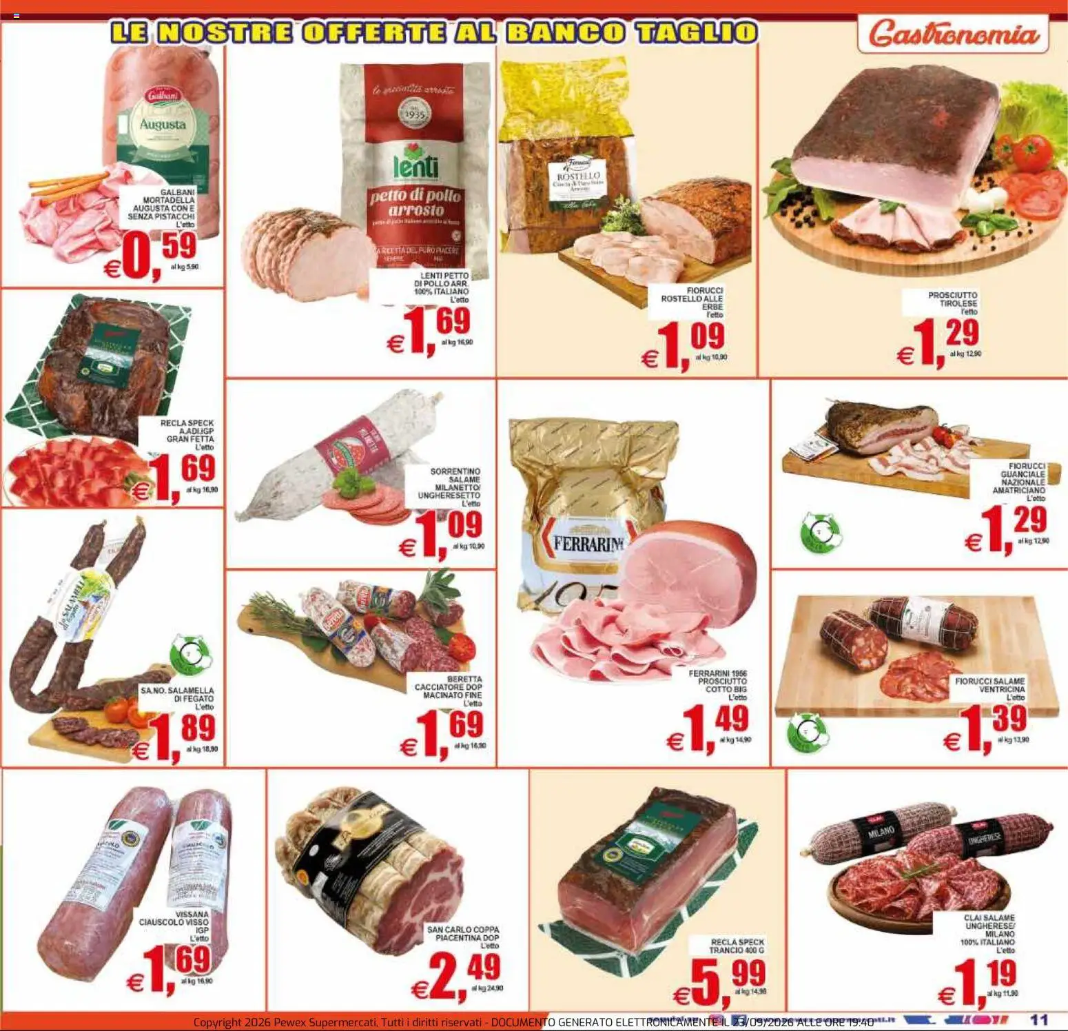 Volantino Pewex del 23/09/2026 | Pagina: 11 | Prodotti: Speck, Arrosto, Salame, Guanciale