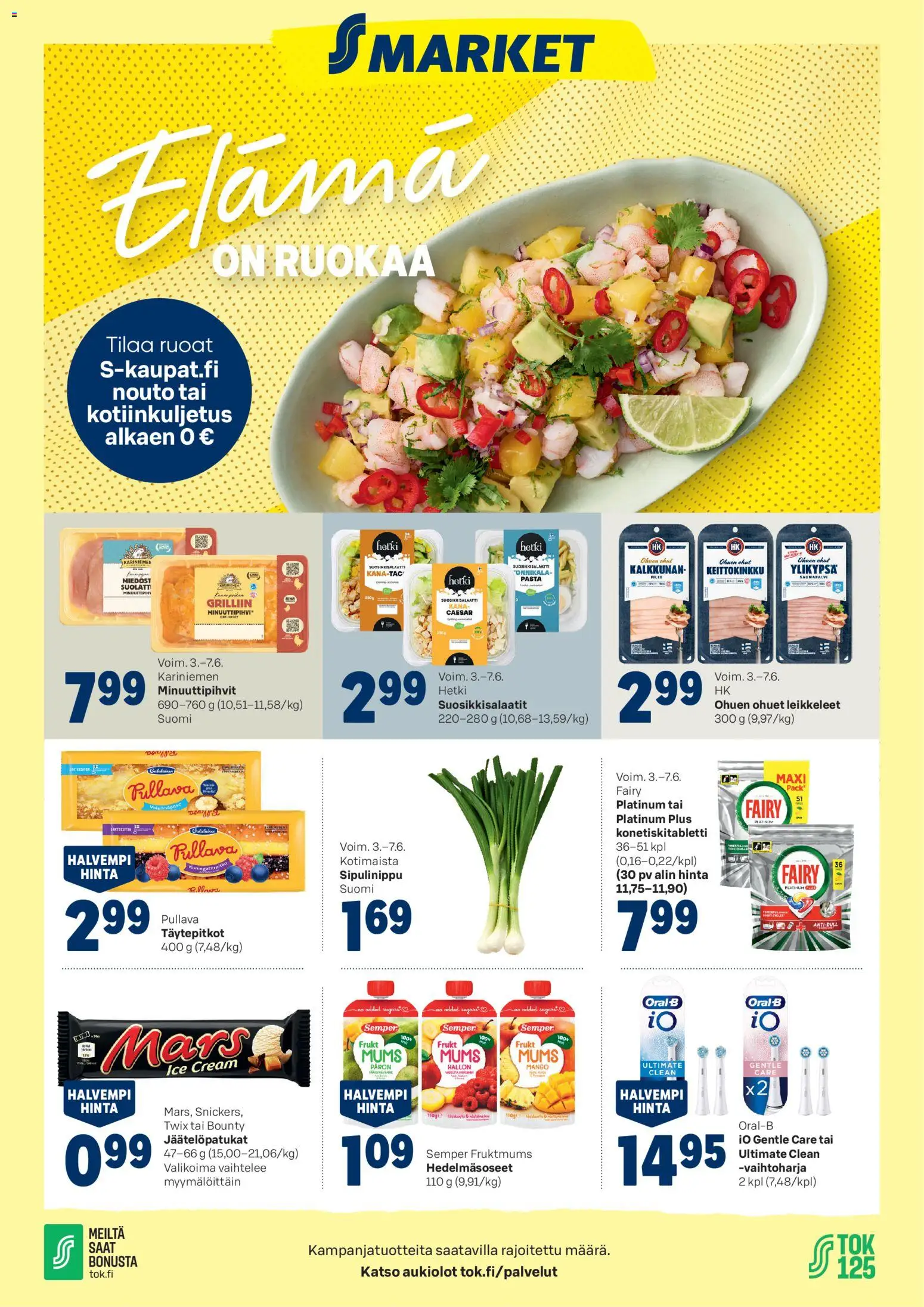 S-market tarjoukset – voimassa 03.06.2026 alkaen | Sivu: 1 | Tuotteet: Mango, Kana, Pasta, Salaatti